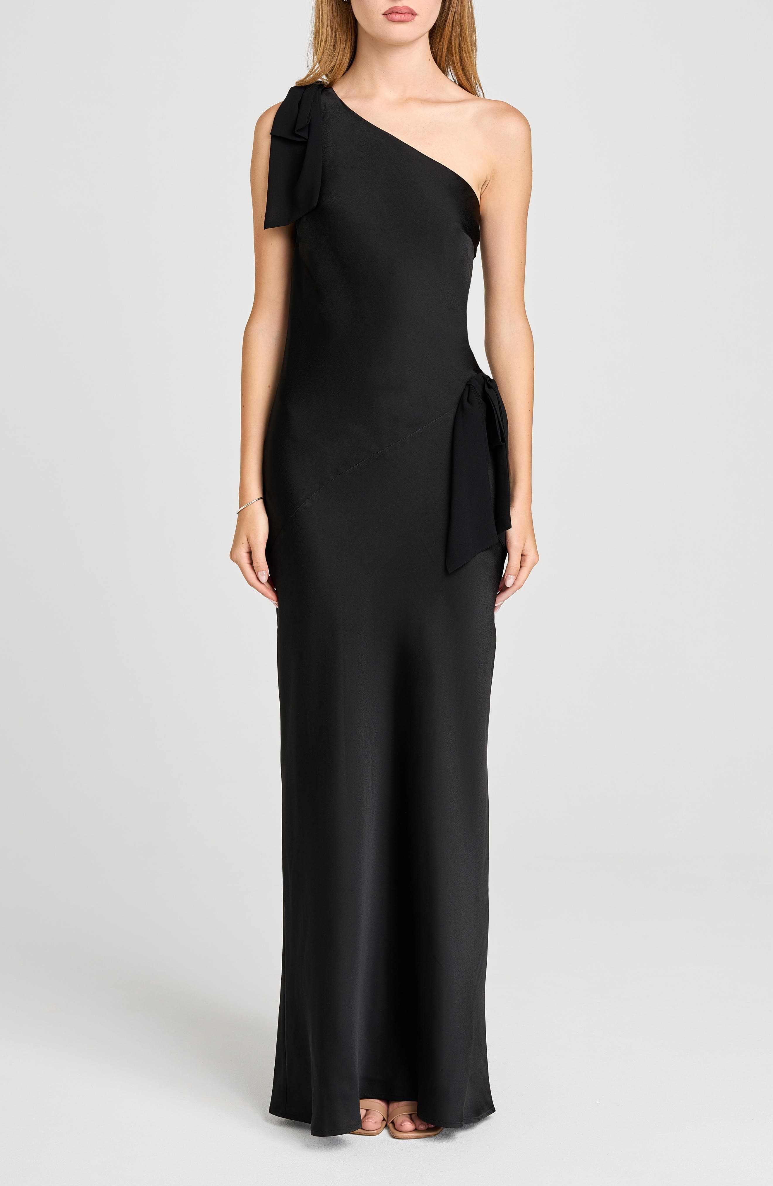x Sara Walker Audrey One-Shoulder Washed Satin Maxi Dress - image 1