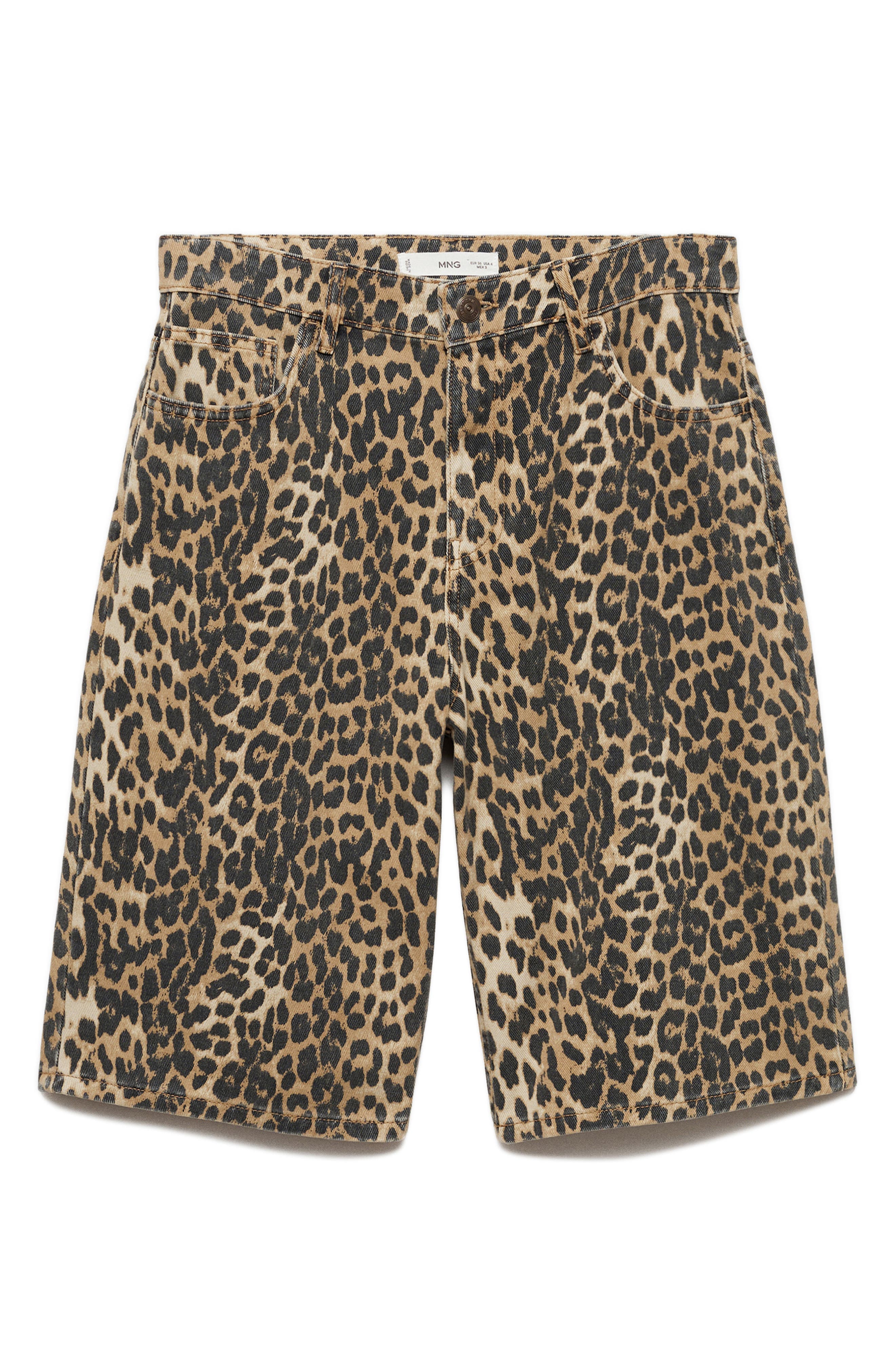 Leopard Print High Waist Bermuda Shorts - image 1