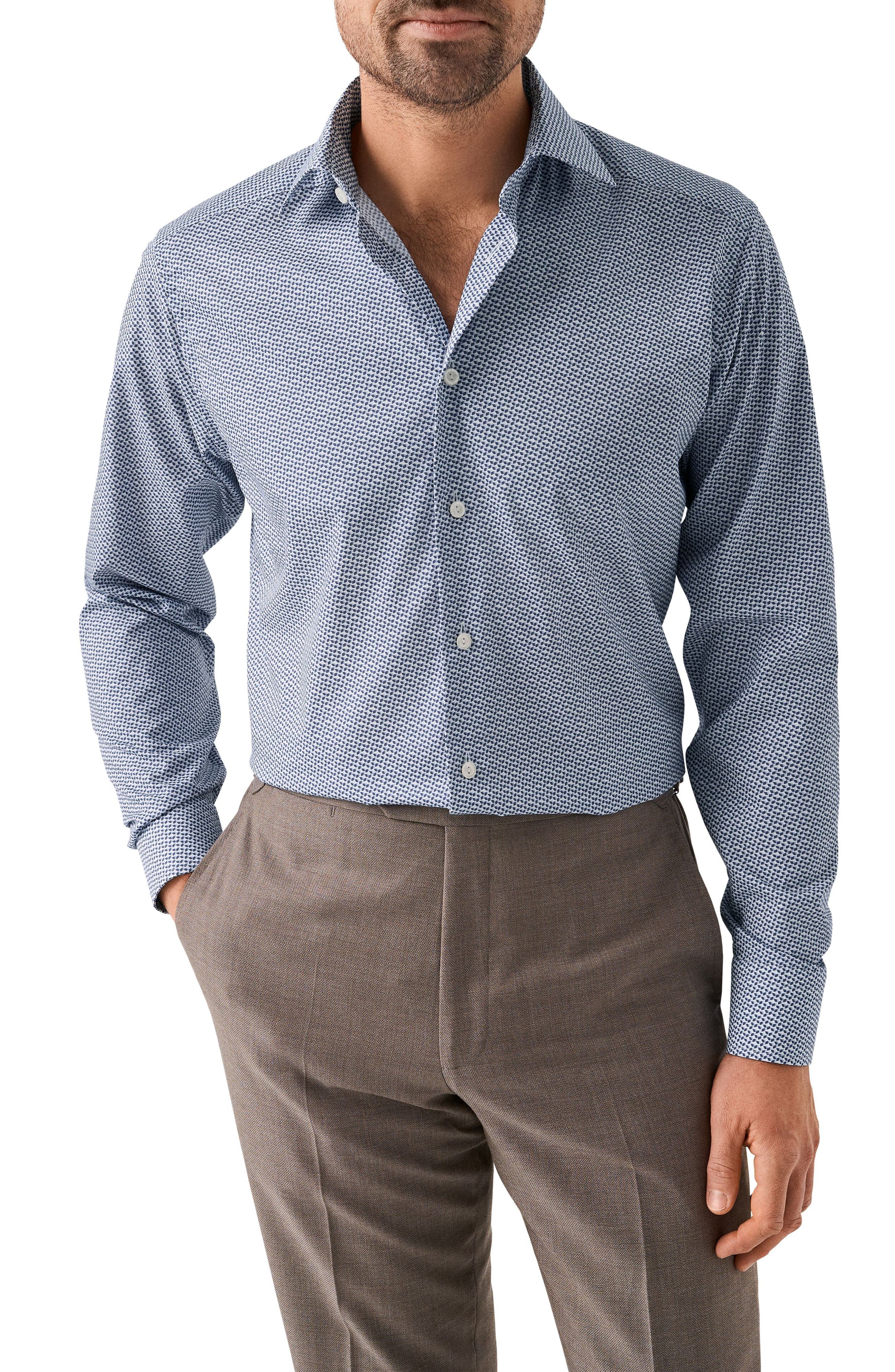 Slim Fit Geometric Print Cotton Dress Shirt - image 1