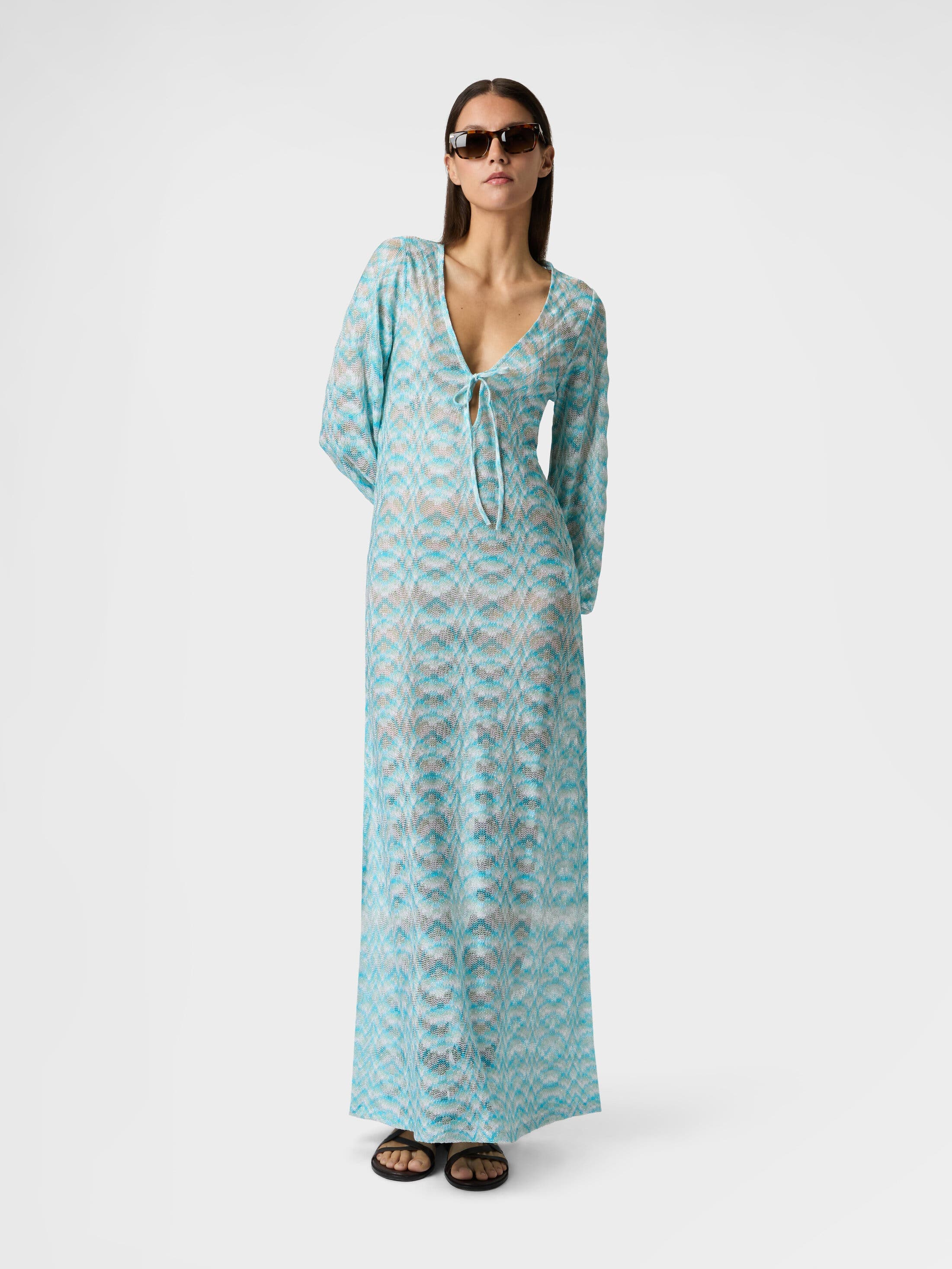 Long-sleeved Cover-up Dress In Shaded Lame Viscose - image 2