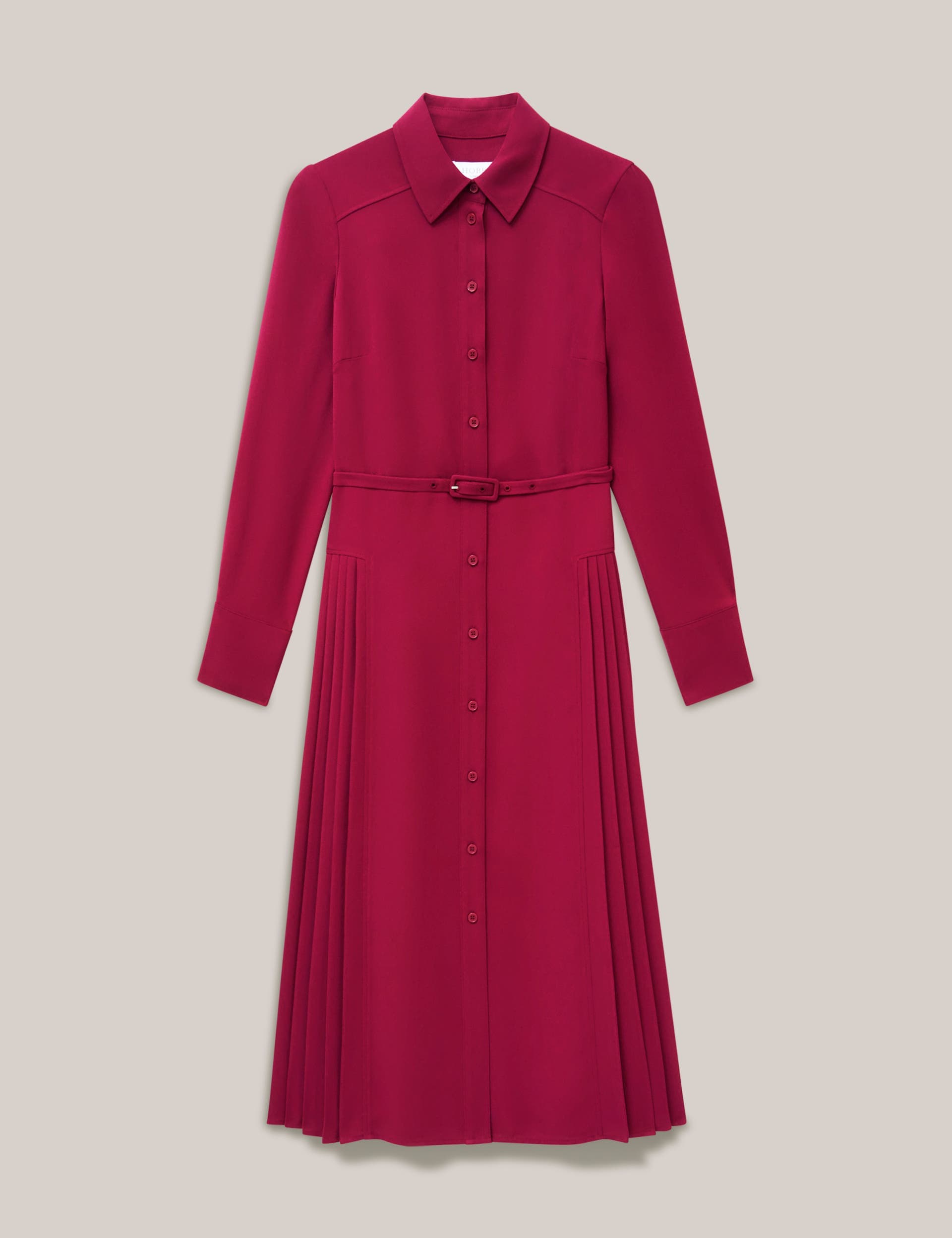 Ginny Belted Pleated Midi Shirt Dress - image 4