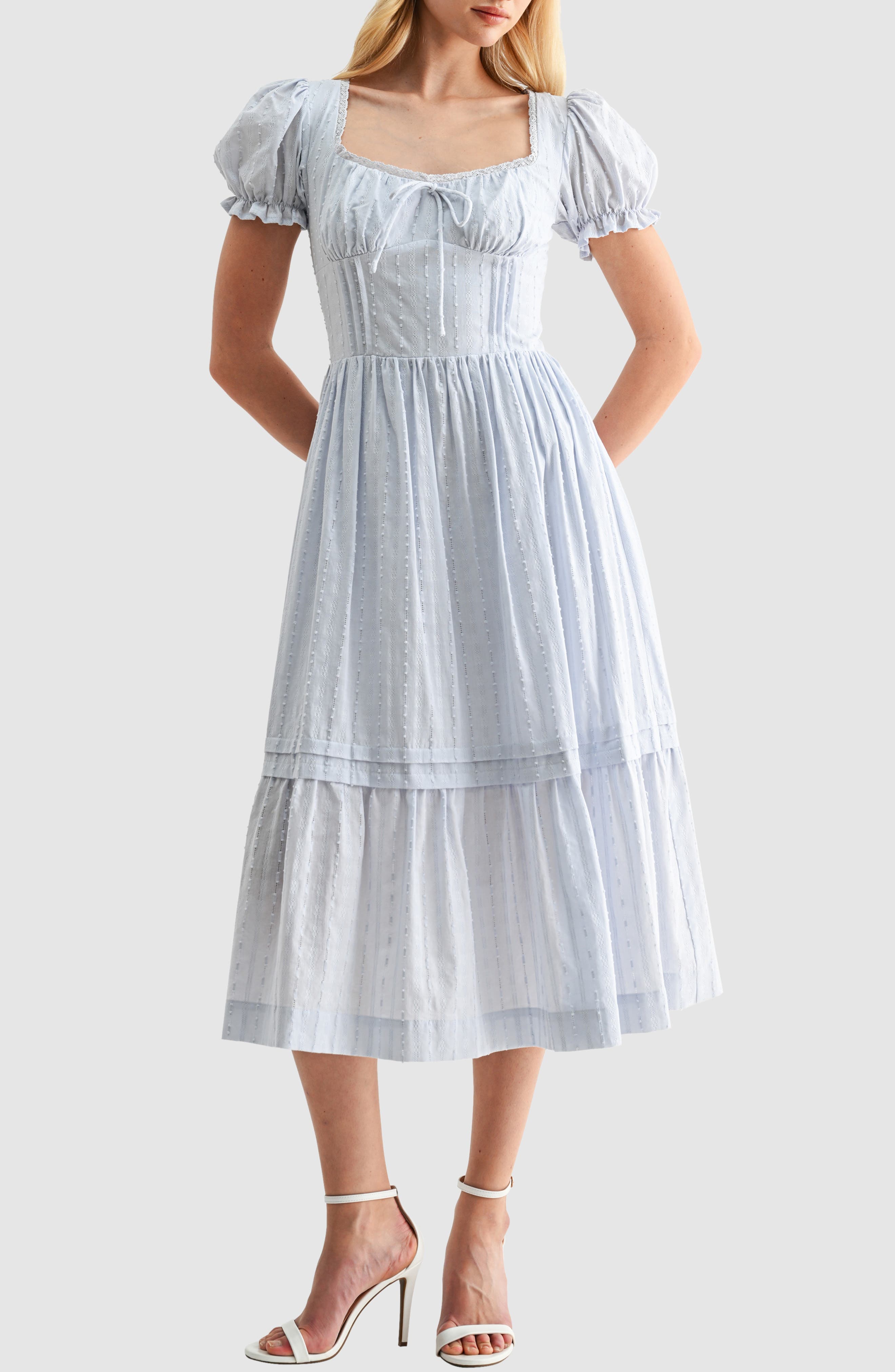 Pintuck Cotton Dobby Midi Dress - image 3