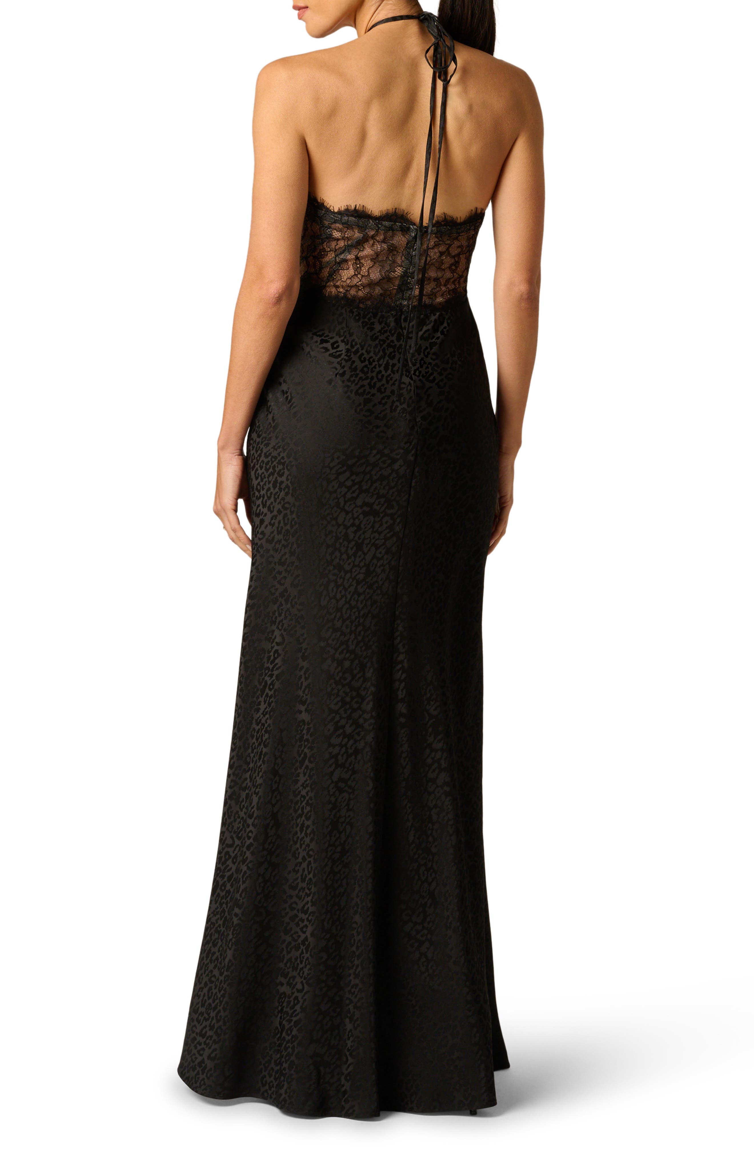 Leopard Jacquard & Lace Halter Gown. - image 2