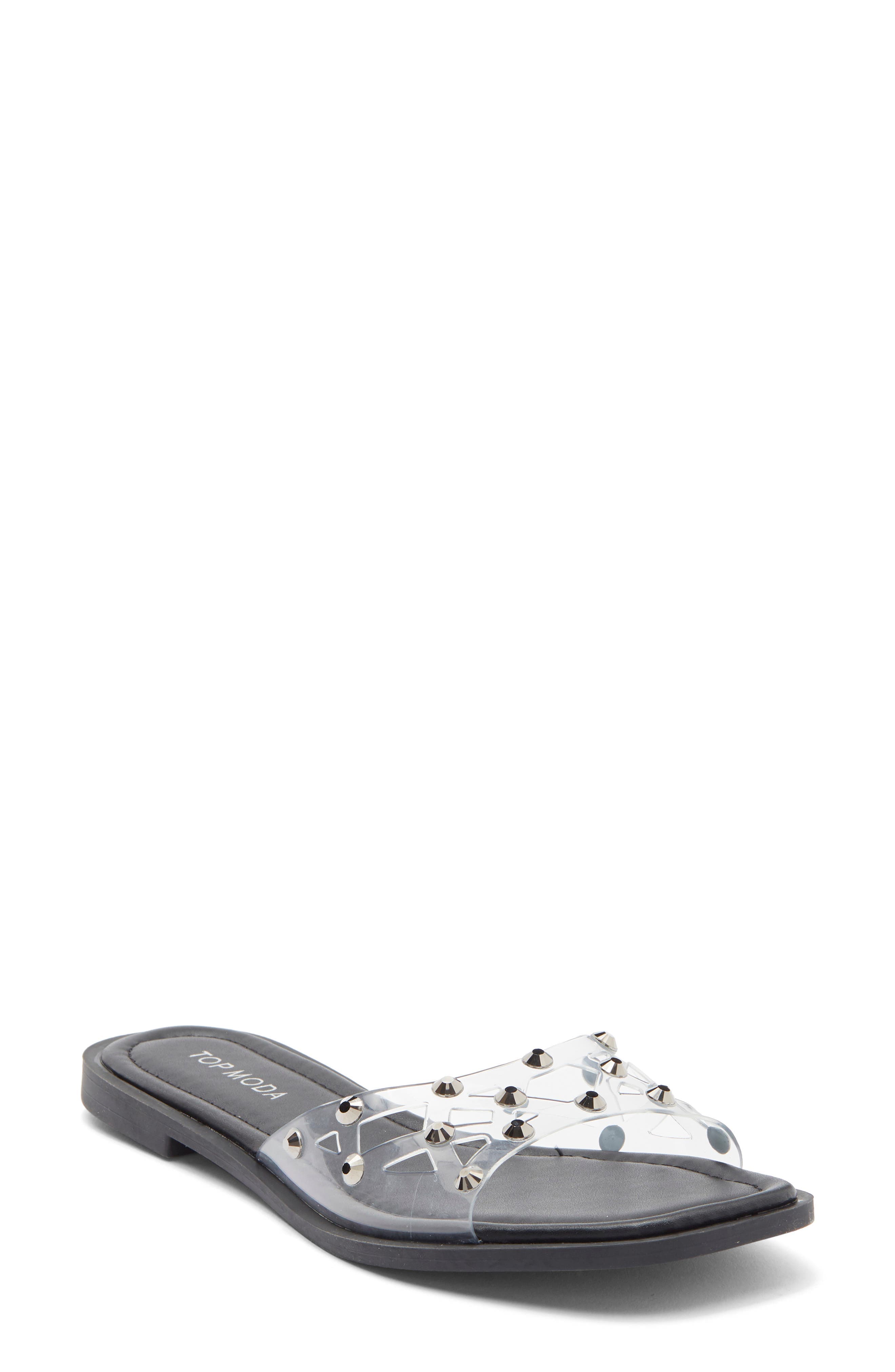 Zita Rhinestone Strap Slide Sandal - image 1