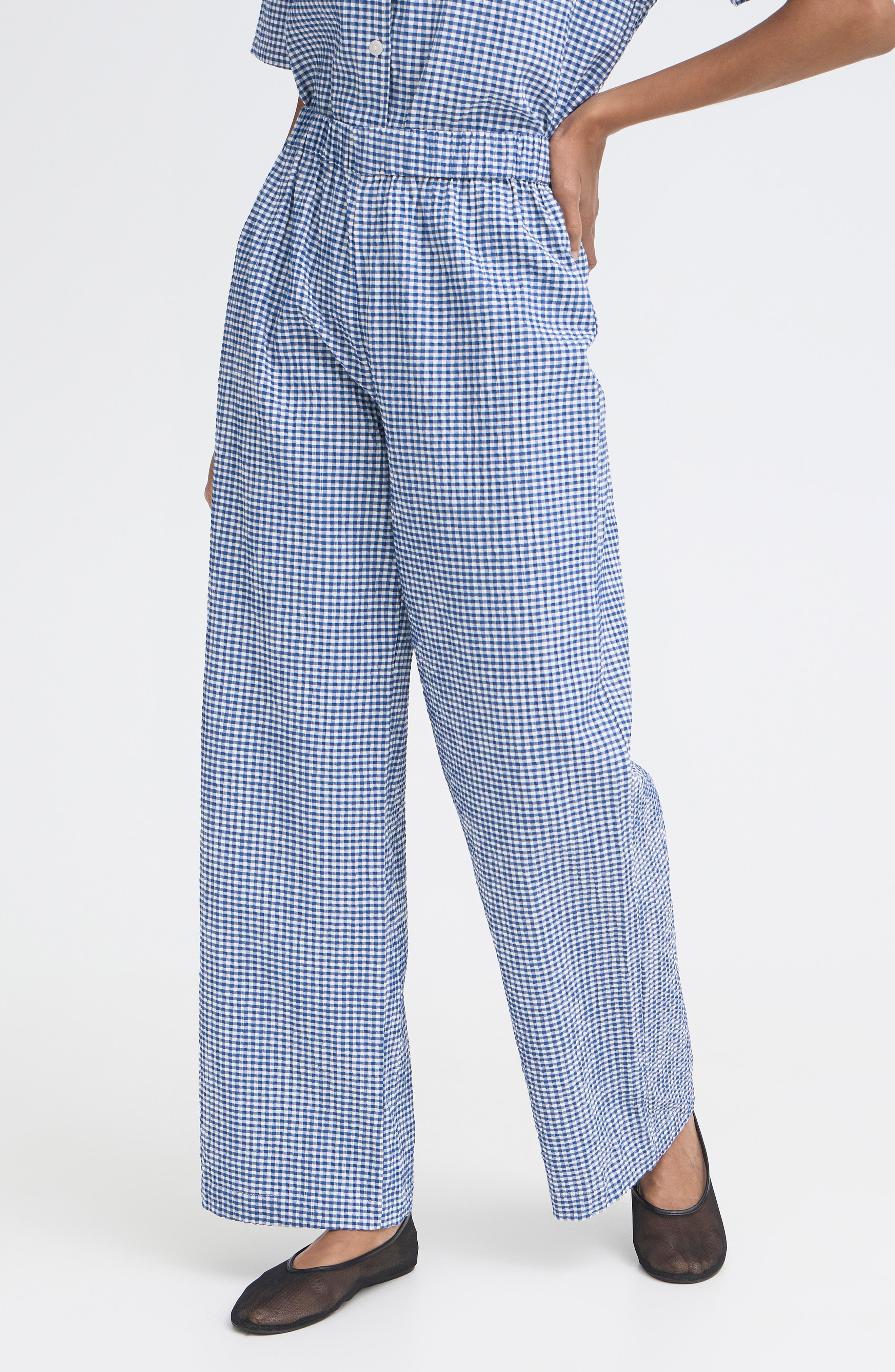 Check Print Wide Leg Pants - image 1