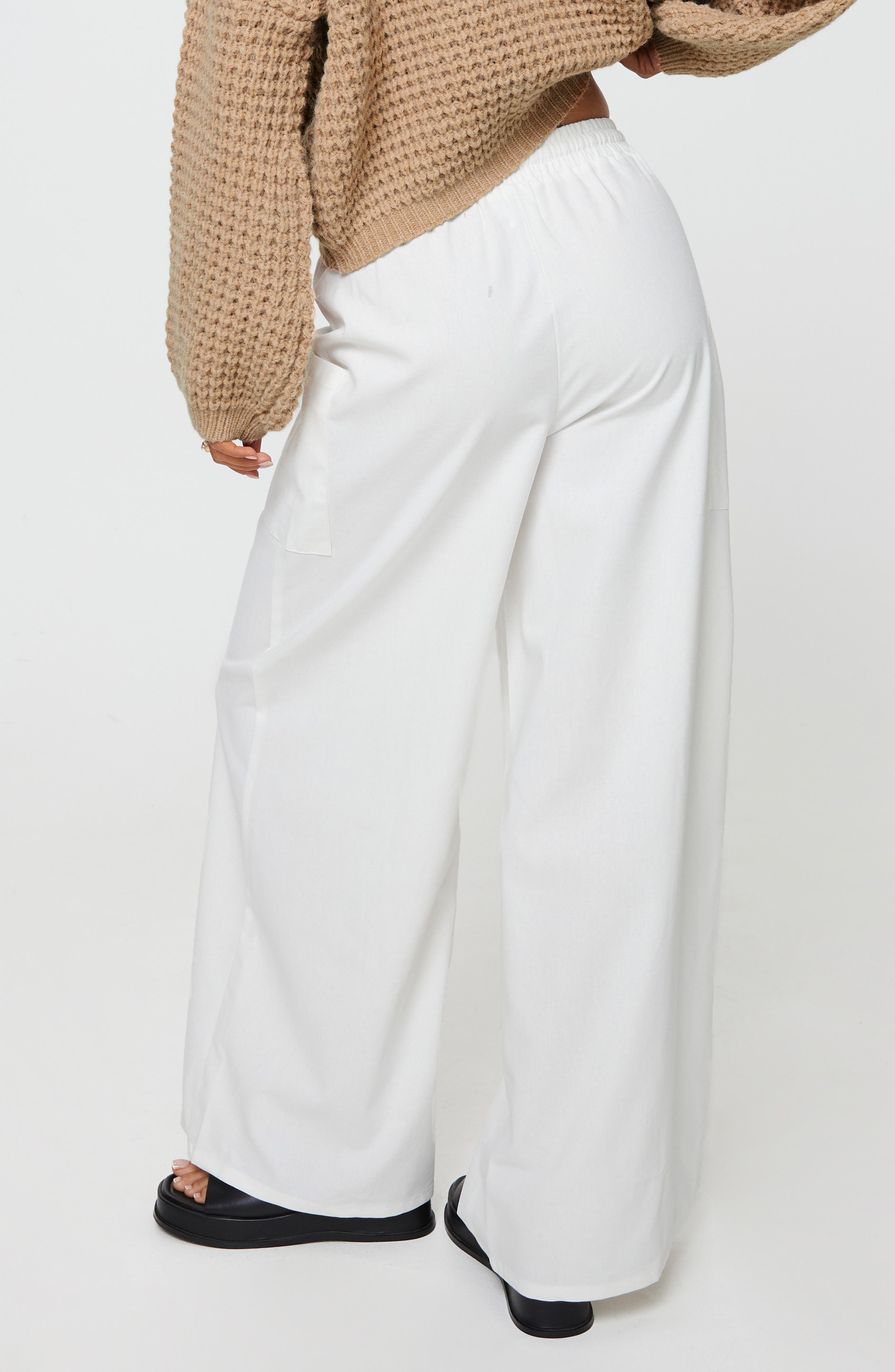 Brunie Pull-On Wide Leg Cotton & Linen Pants - image 2
