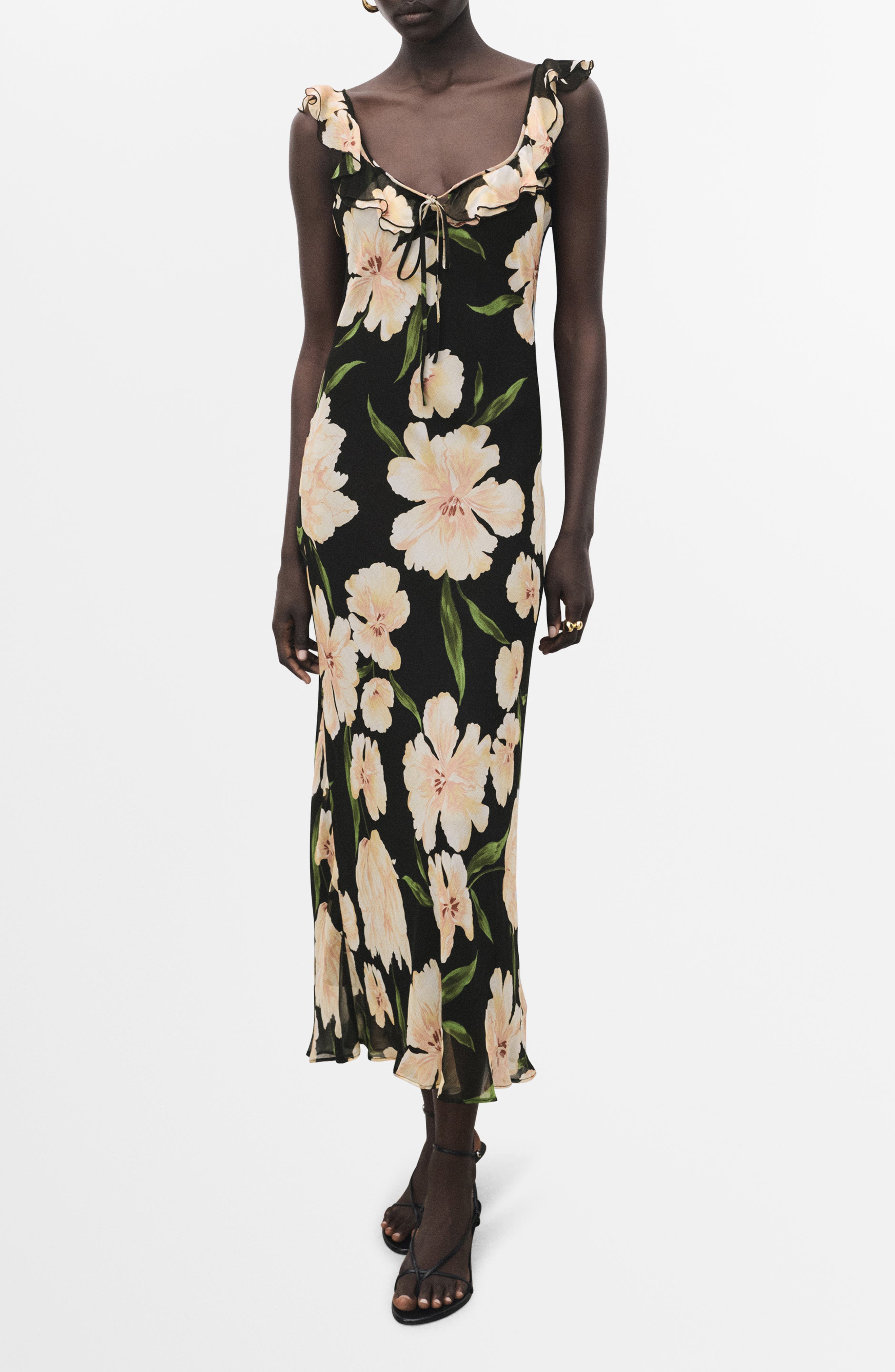 Floral Print Ruffle Dress - image 1