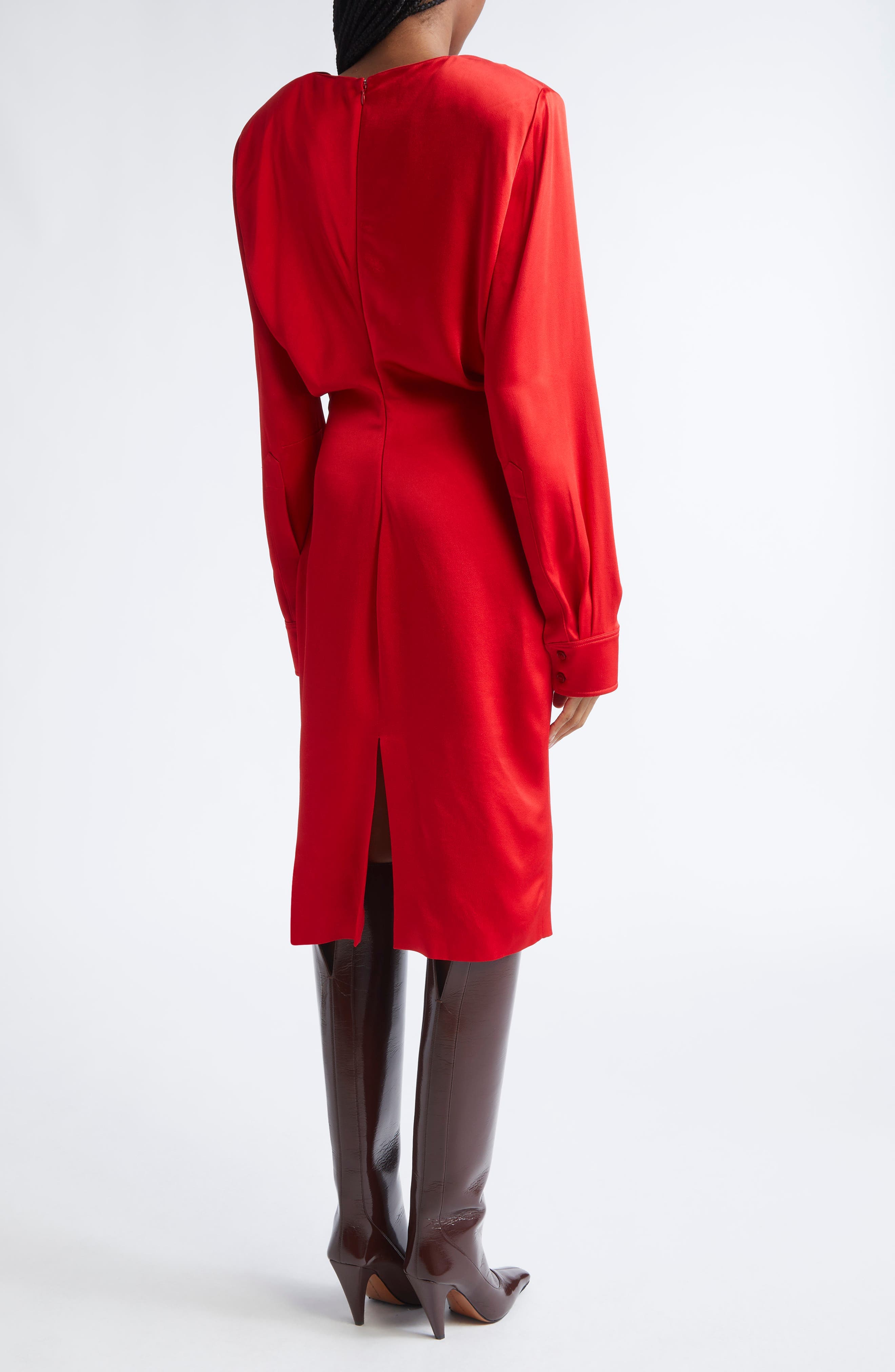 Long Sleeve Satin Dress - image 2