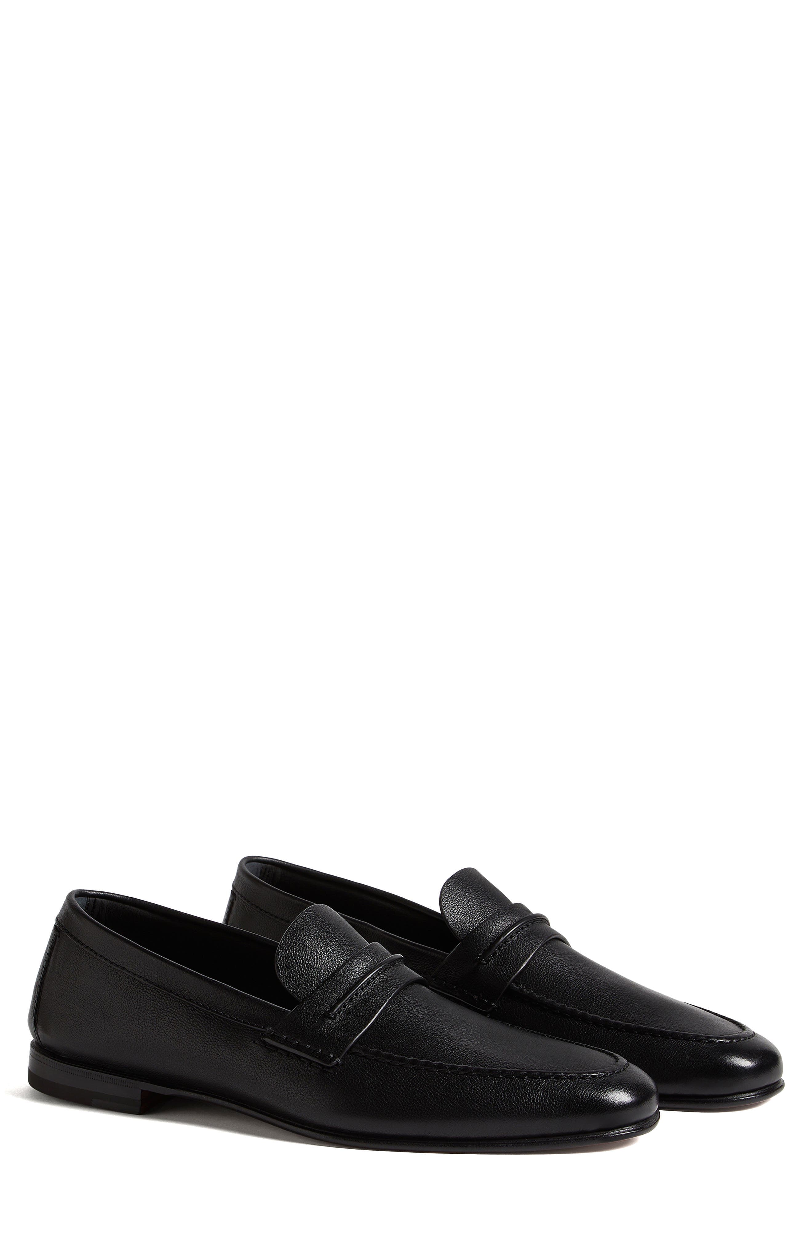 Black Natural Grain Leather Driving Loafer - image 1