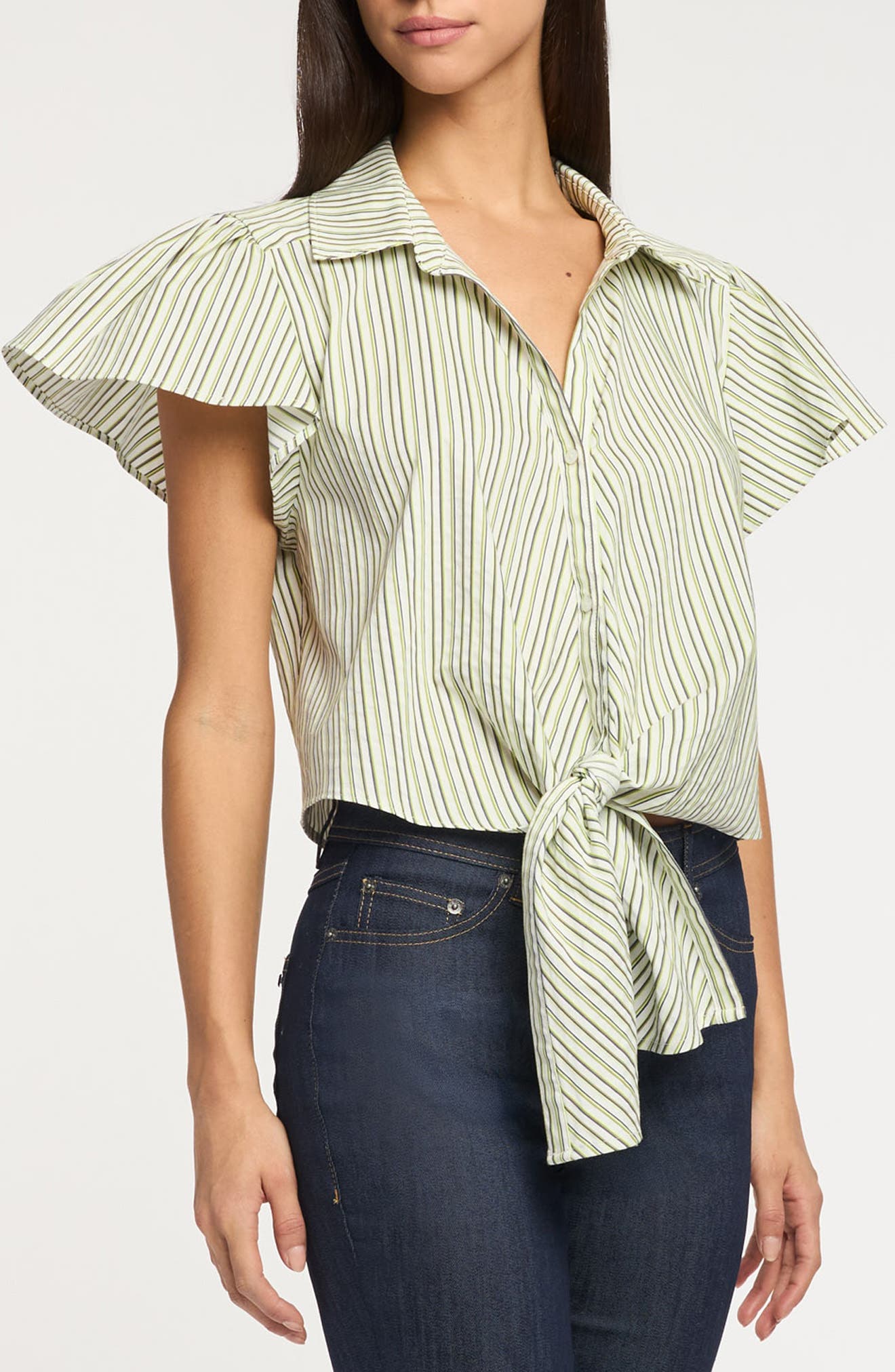 Sophie Stripe Flutter Sleeve Maria Shirt - image 1