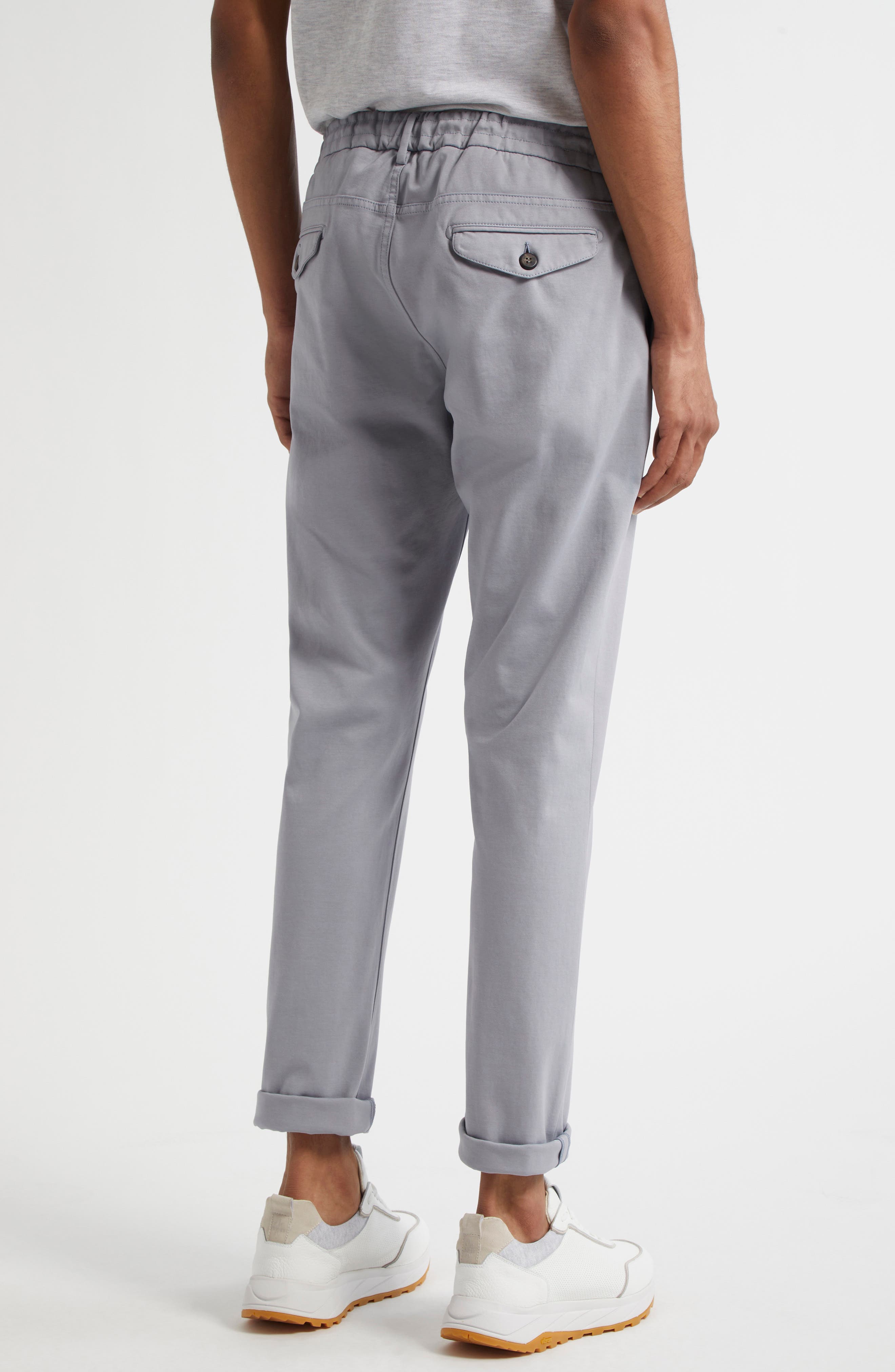 Pleated Drawstring Waist Stretch Cotton Blend Pants - image 2