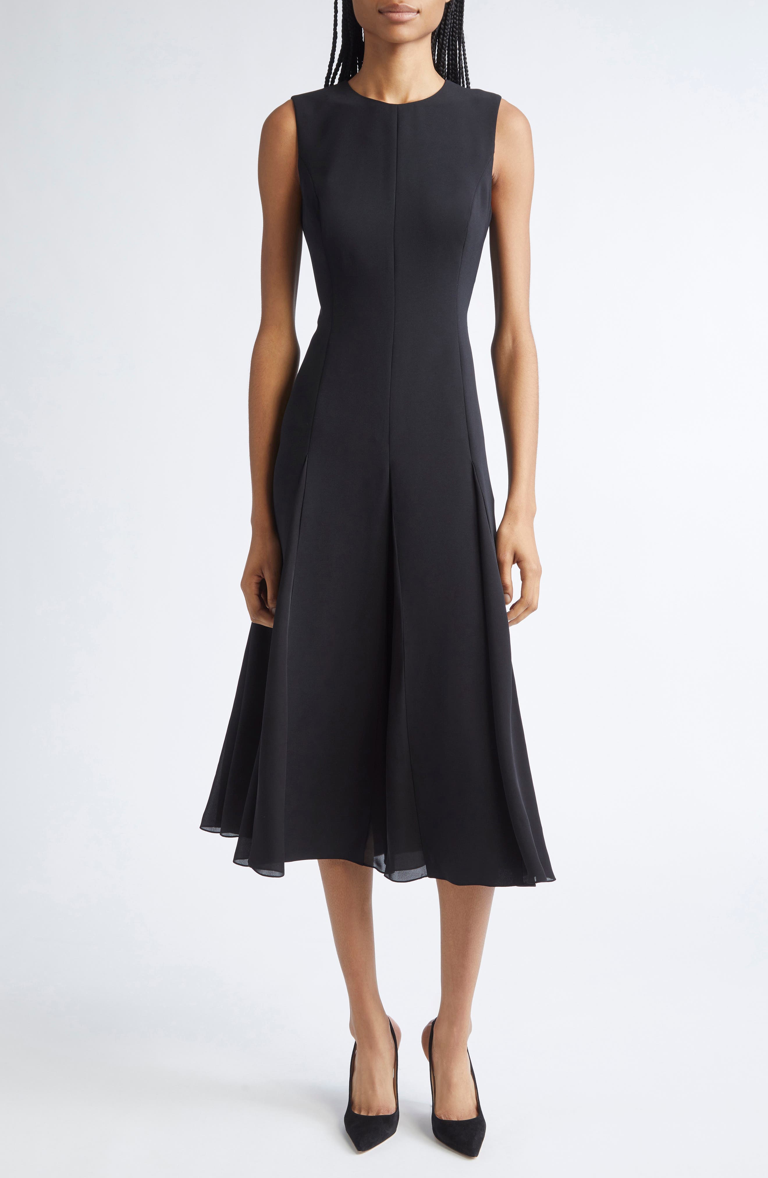 Sleeveless Godet Flared Midi Dress - image 1