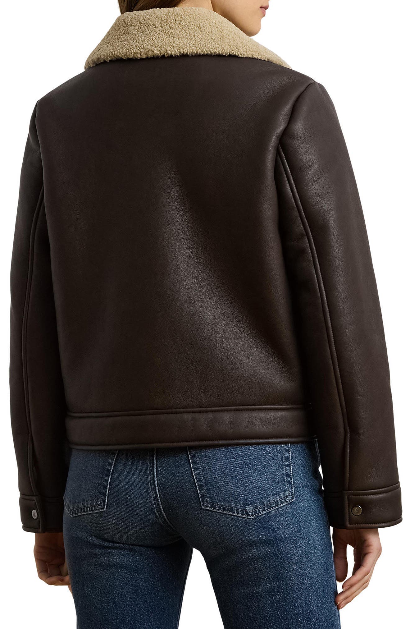 Faux Leather & Faux Shearling Bomber Jacket - image 2