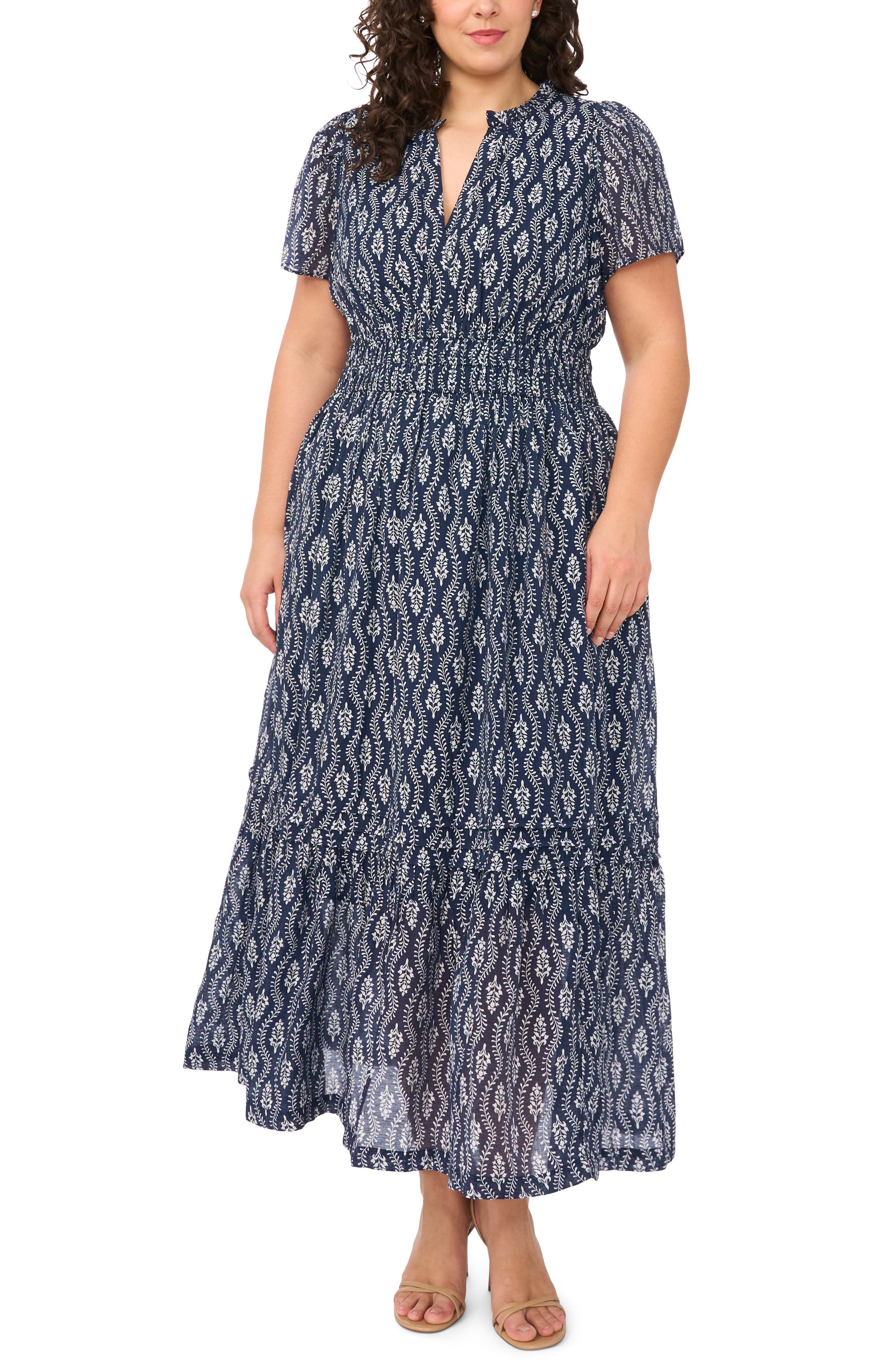 Print Smocked Waist Maxi Dress - image 1