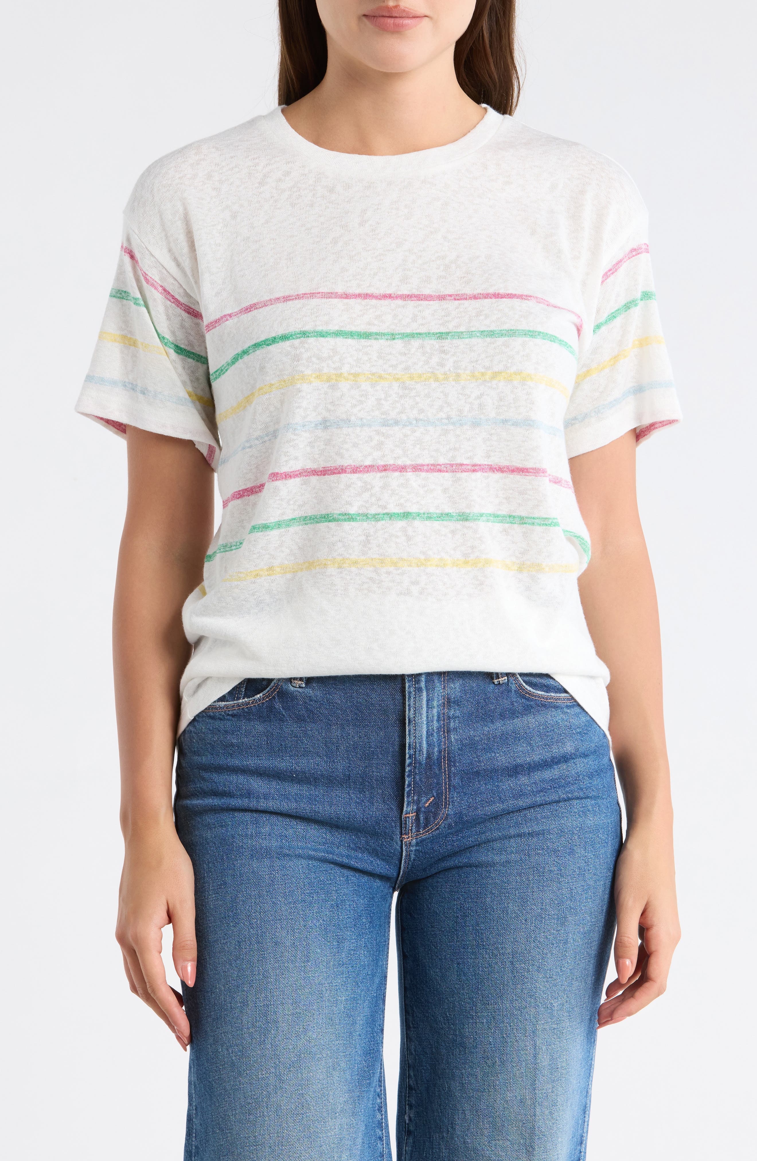 Stripe Crewneck Slubbed T-Shirt - image 1