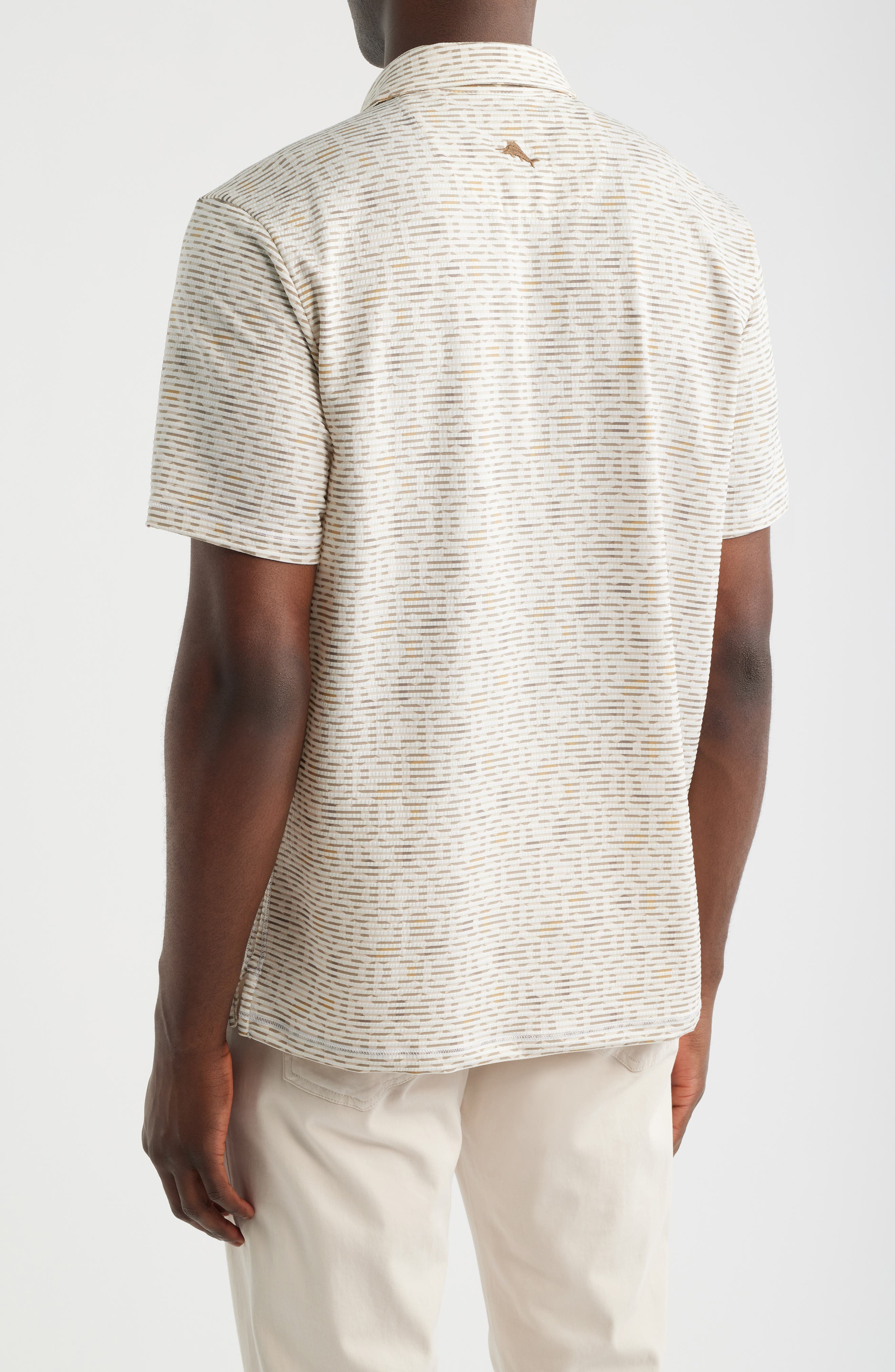 Costa Wave Mosaic Print Seersucker Stripe IslandZone Polo - image 2