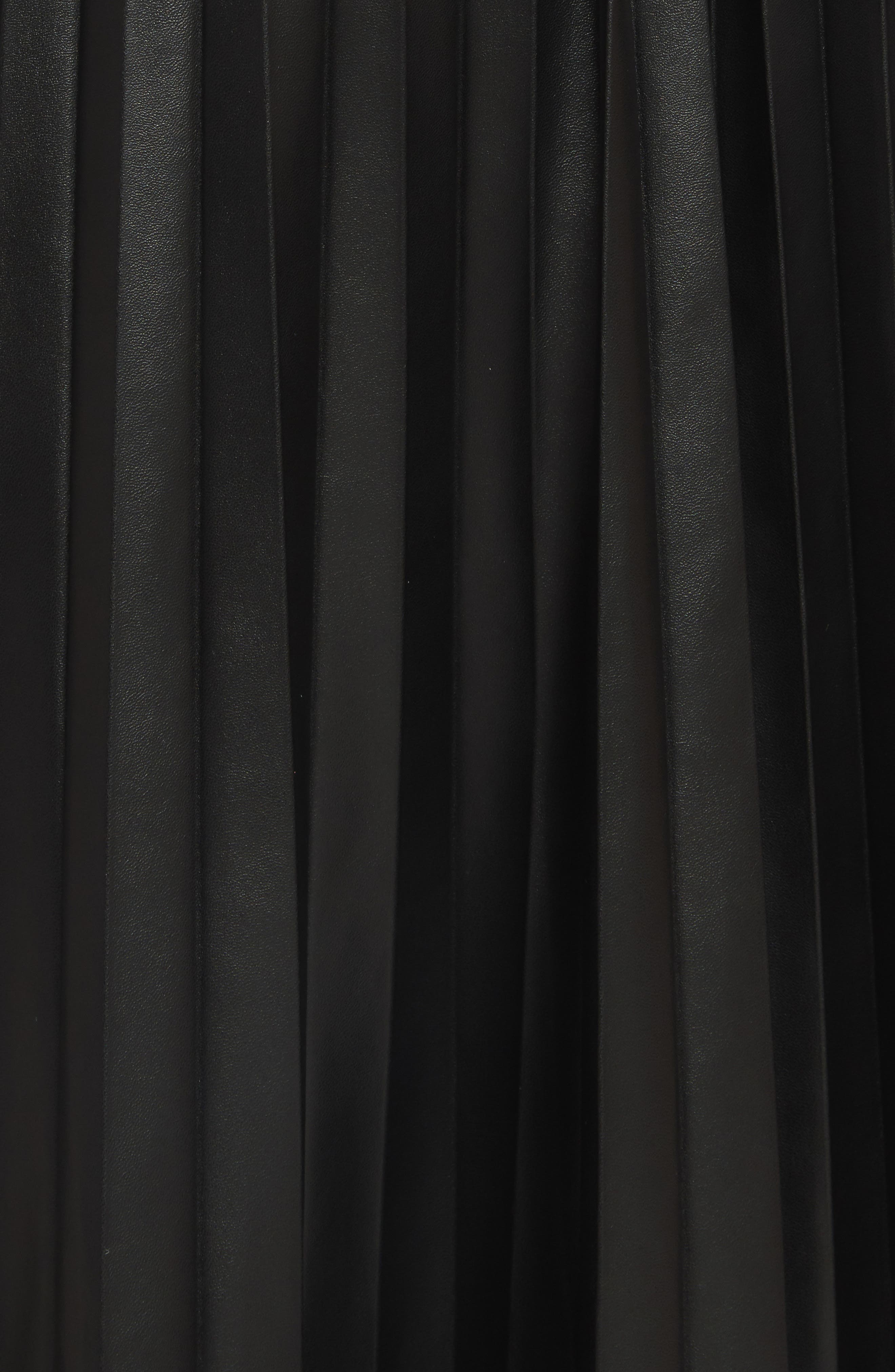 Faux Leather Pleated Midi Skirt - image 2