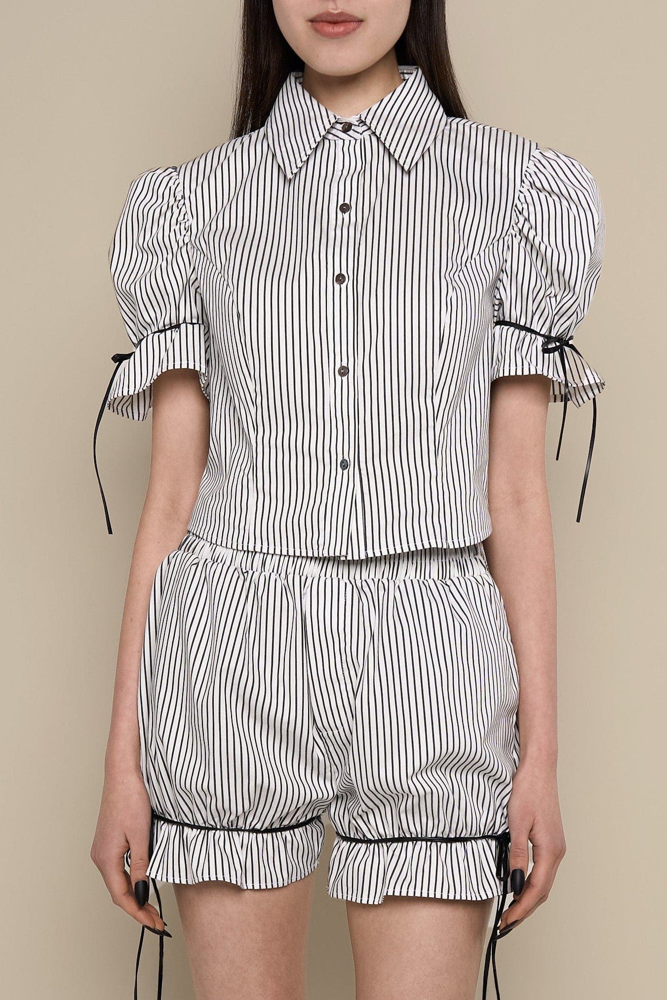 Thomasin Structured Puff-Sleeve Cotton Oxford Blouse - image 2