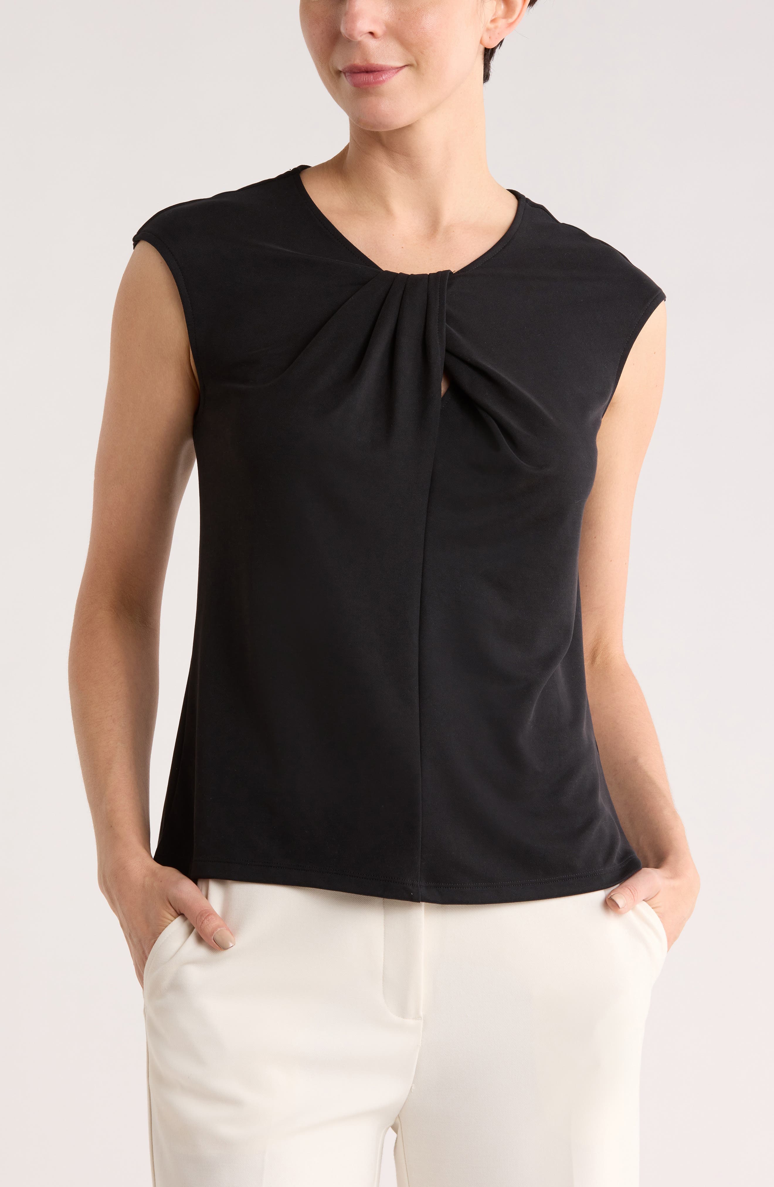 Twist Neck Cap Sleeve T-Shirt - image 1