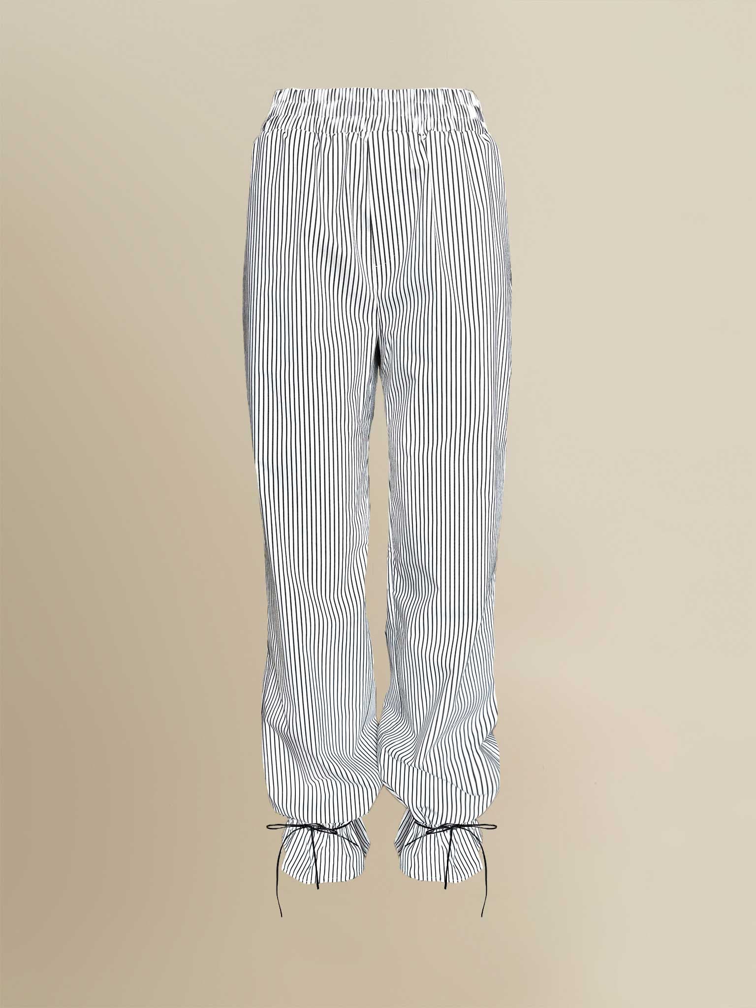 Thomasin Relaxed Striped Cotton Ankle-Tie Pants - image 1