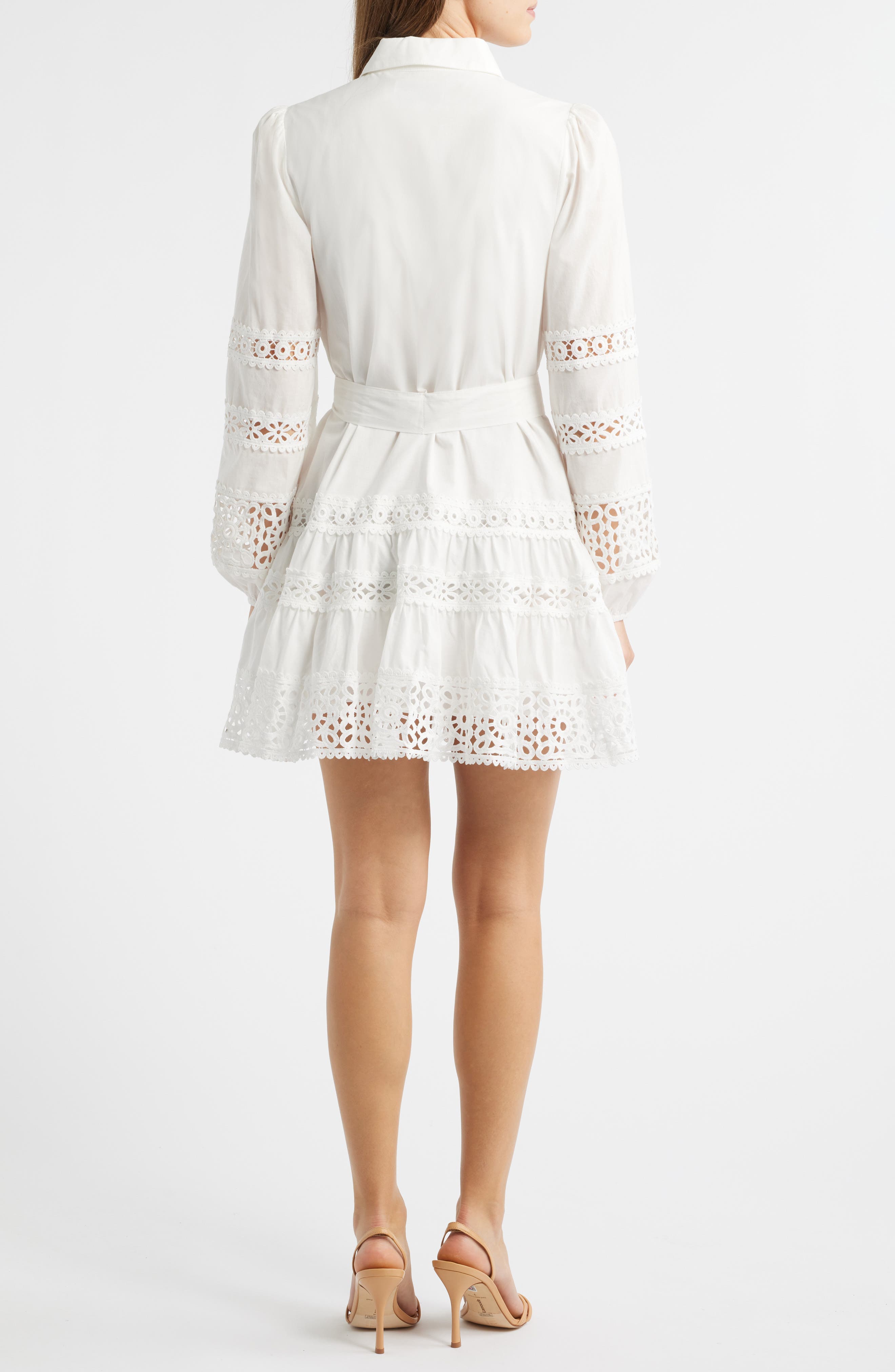 Aubrey Lace Trim Tie Waist Long Sleeve Minidress - image 2