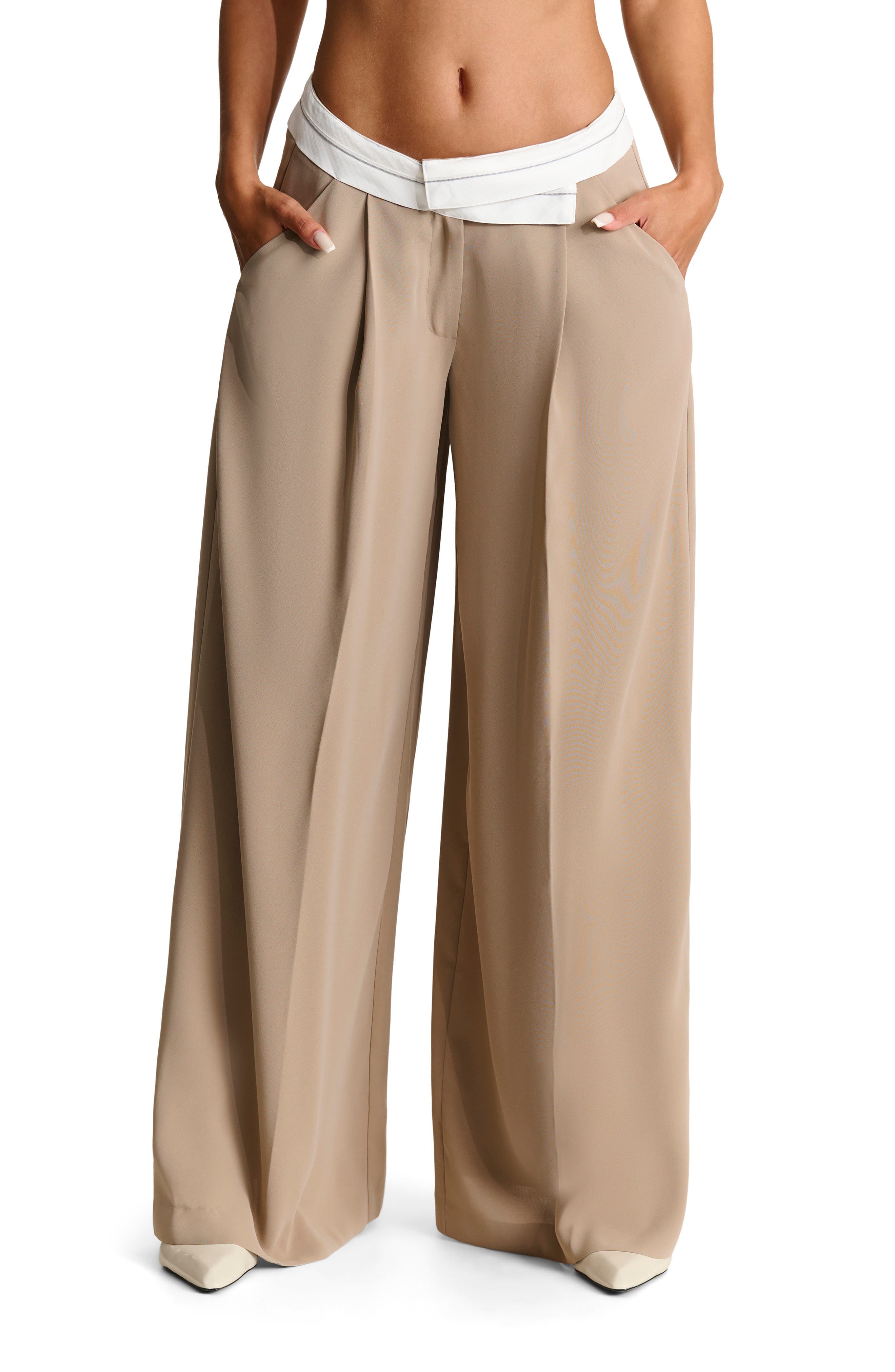 Foldover Waist Wide Leg Trousers - image 1