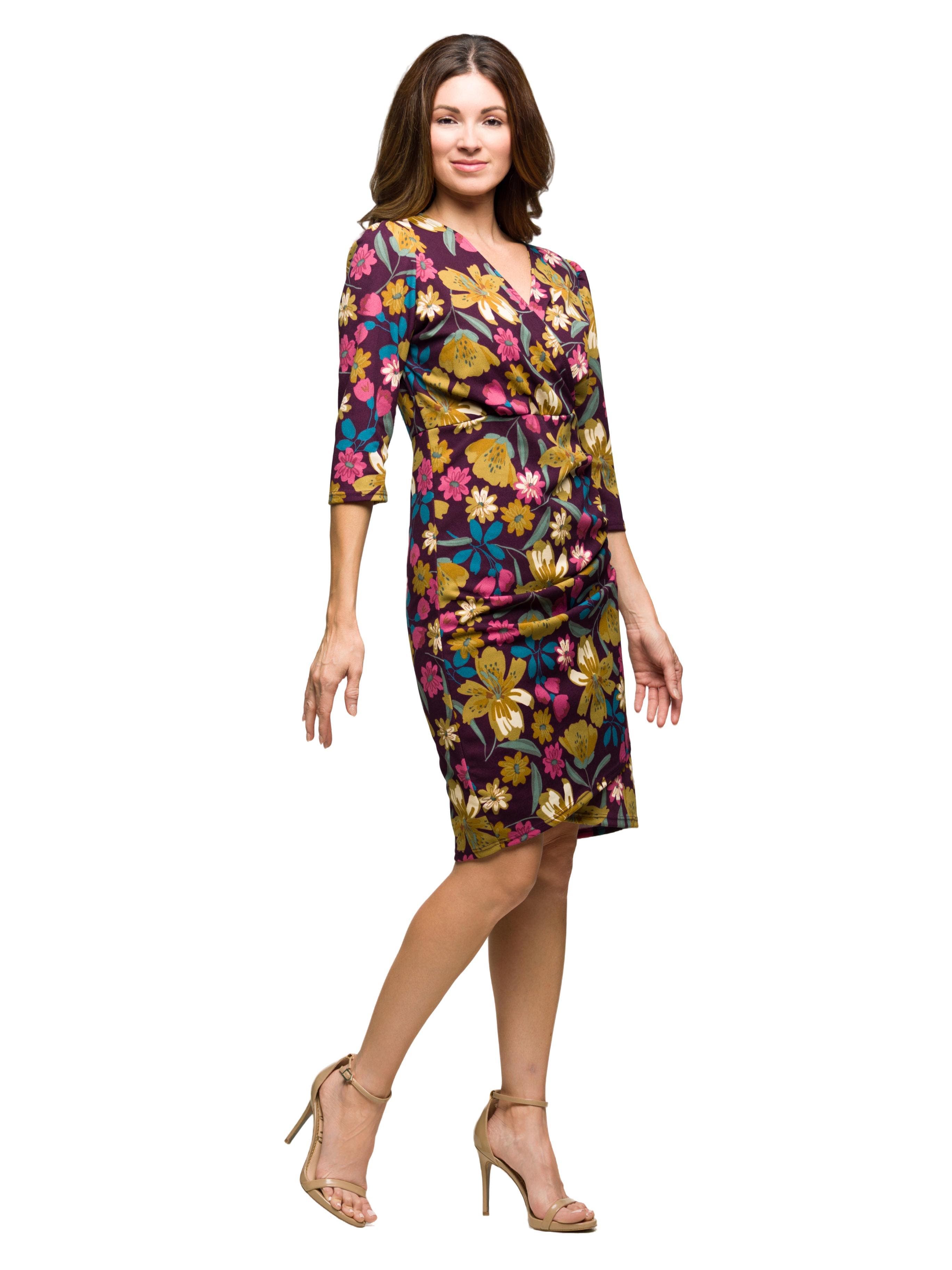 Floral Print Faux Wrap Dress - image 2