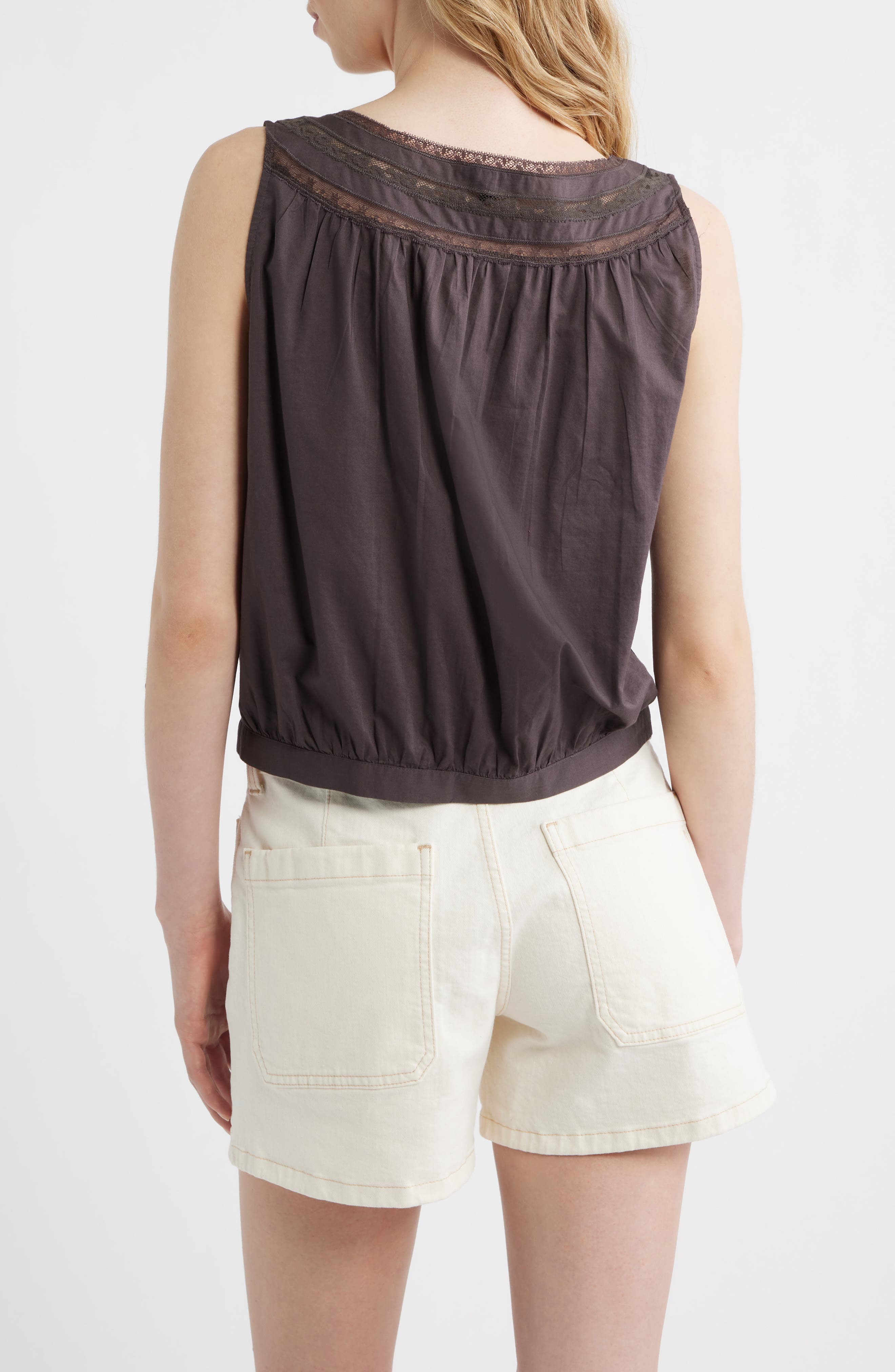 Lace Inset Pintuck Sleeveless Top - image 4