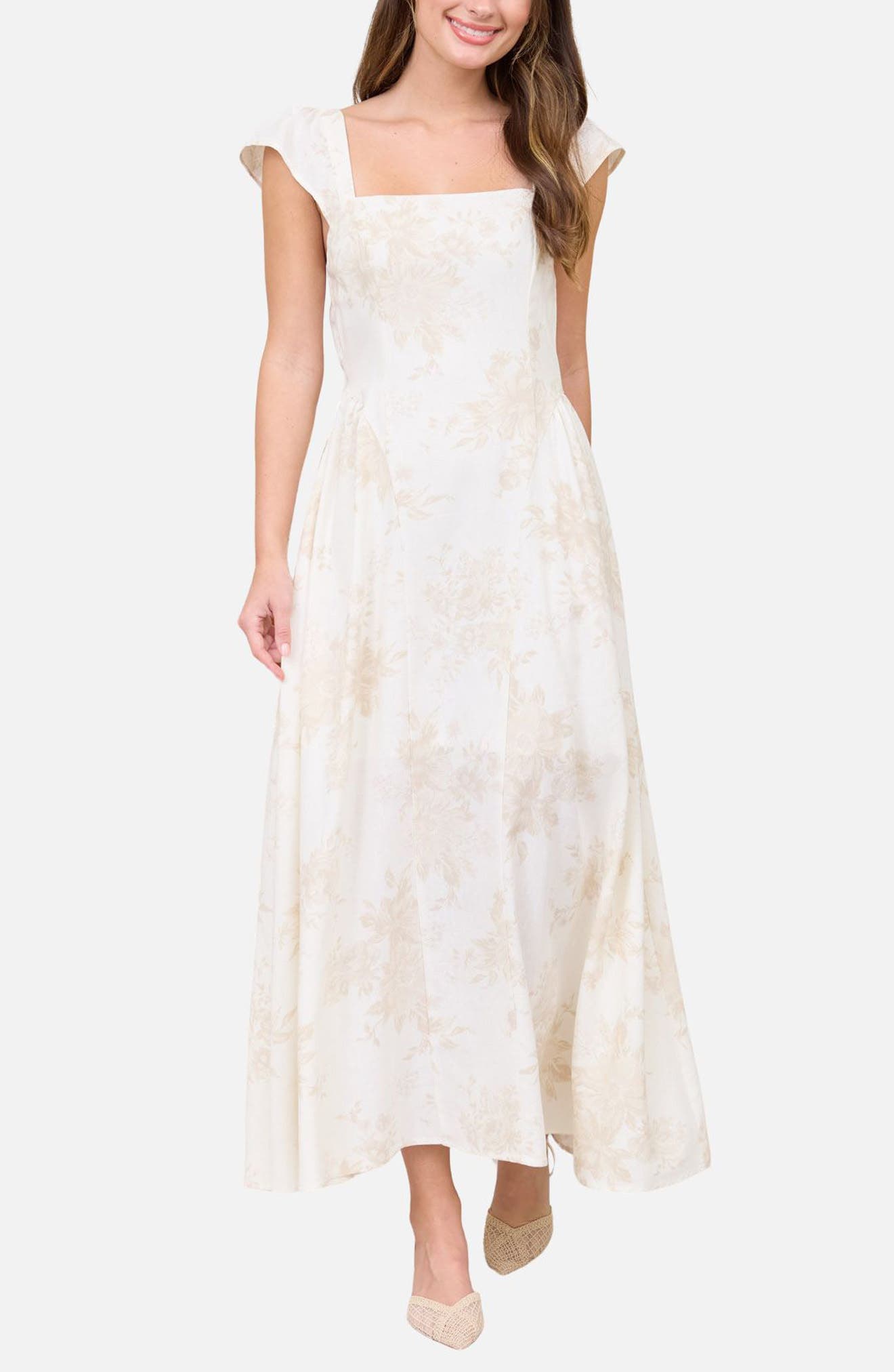Floral Jacquard Midi Dress - image 1