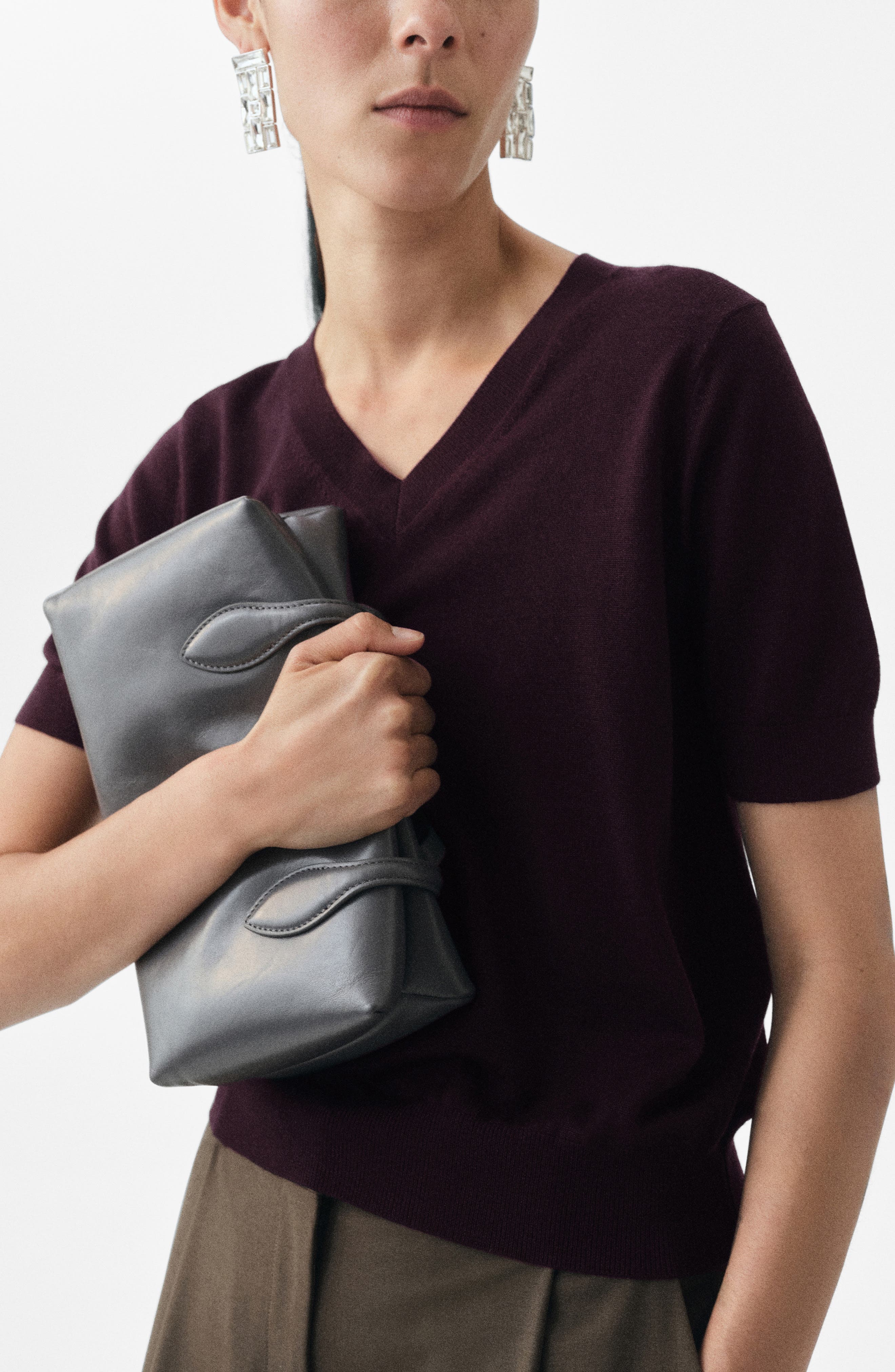 Selection V-Neck Short Sleeve Wool Sweater - image 3