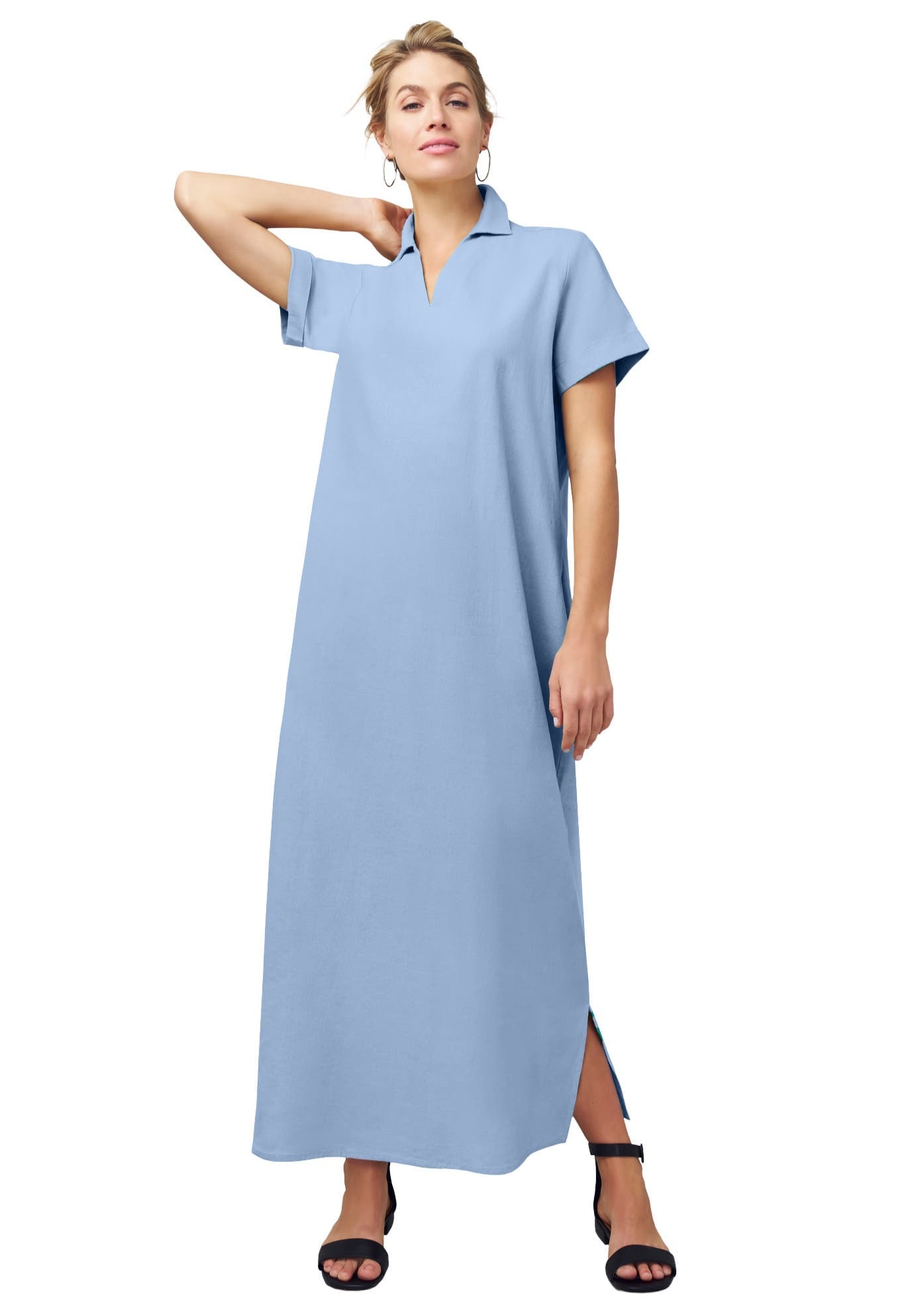 Linen Short Sleeve Maxi Dress - image 3