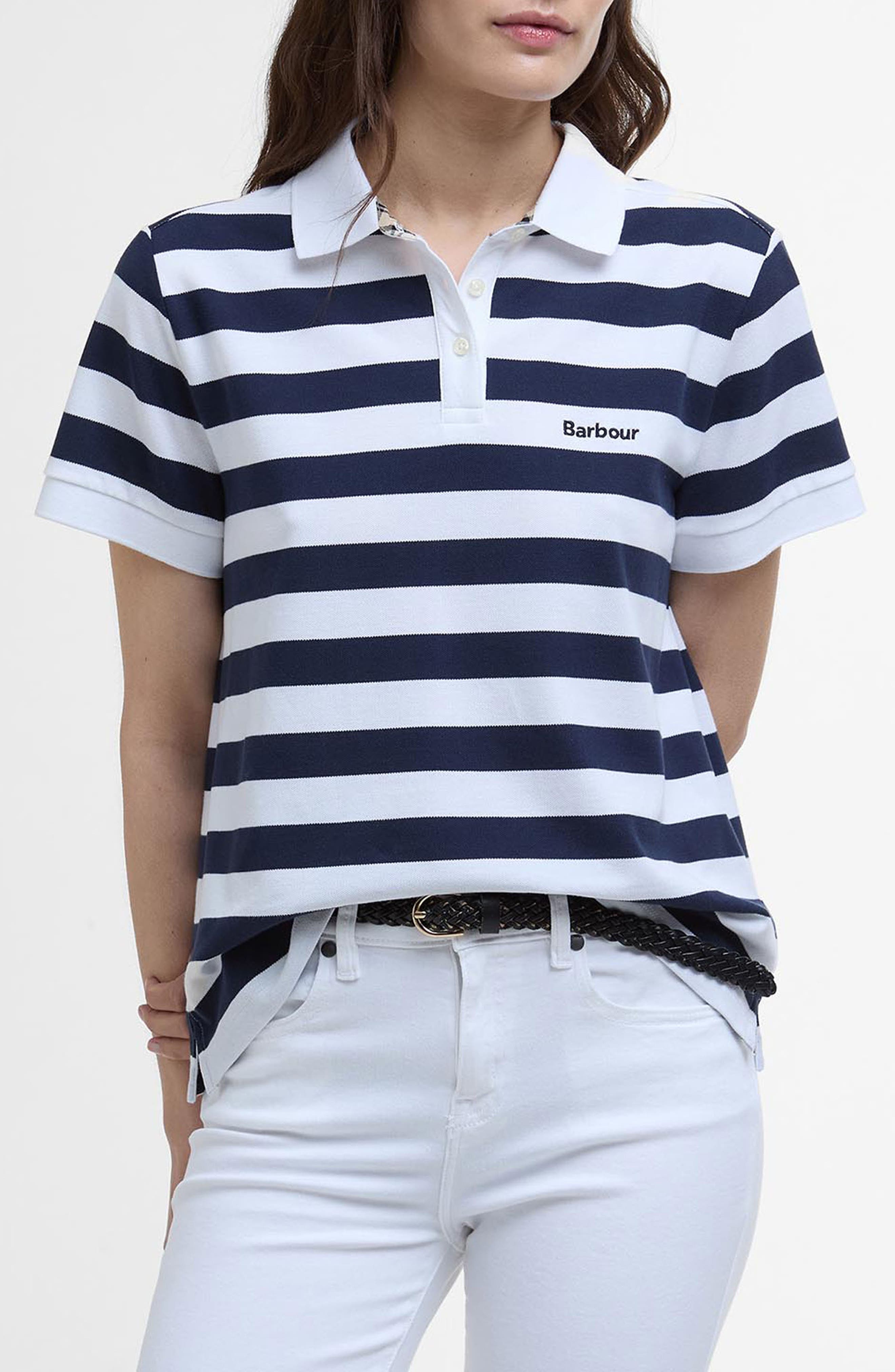 Ashbourne Stripe Stretch Cotton Polo Shirt - image 1