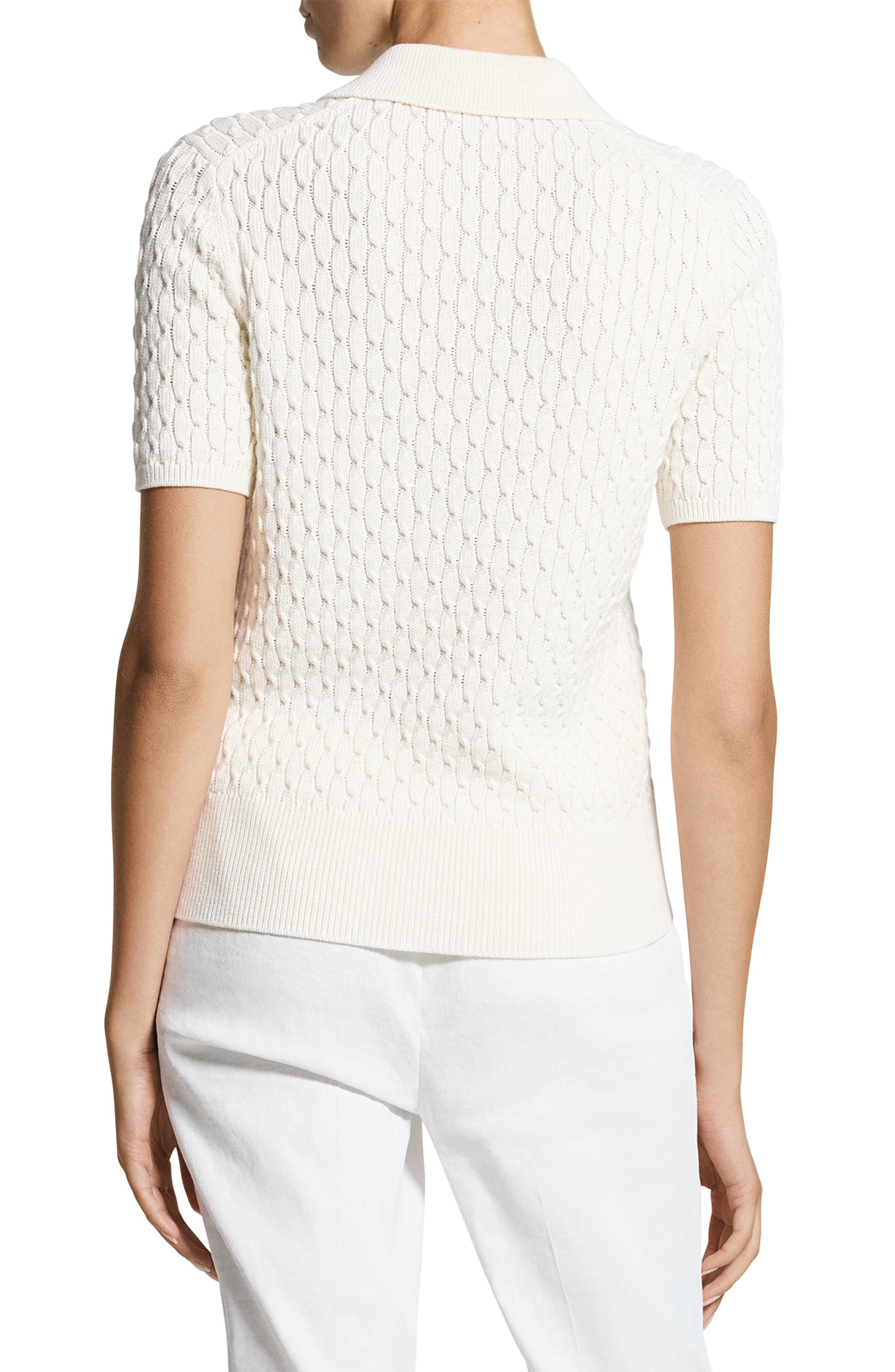 Textured Cable Knit Organic Cotton Polo - image 2