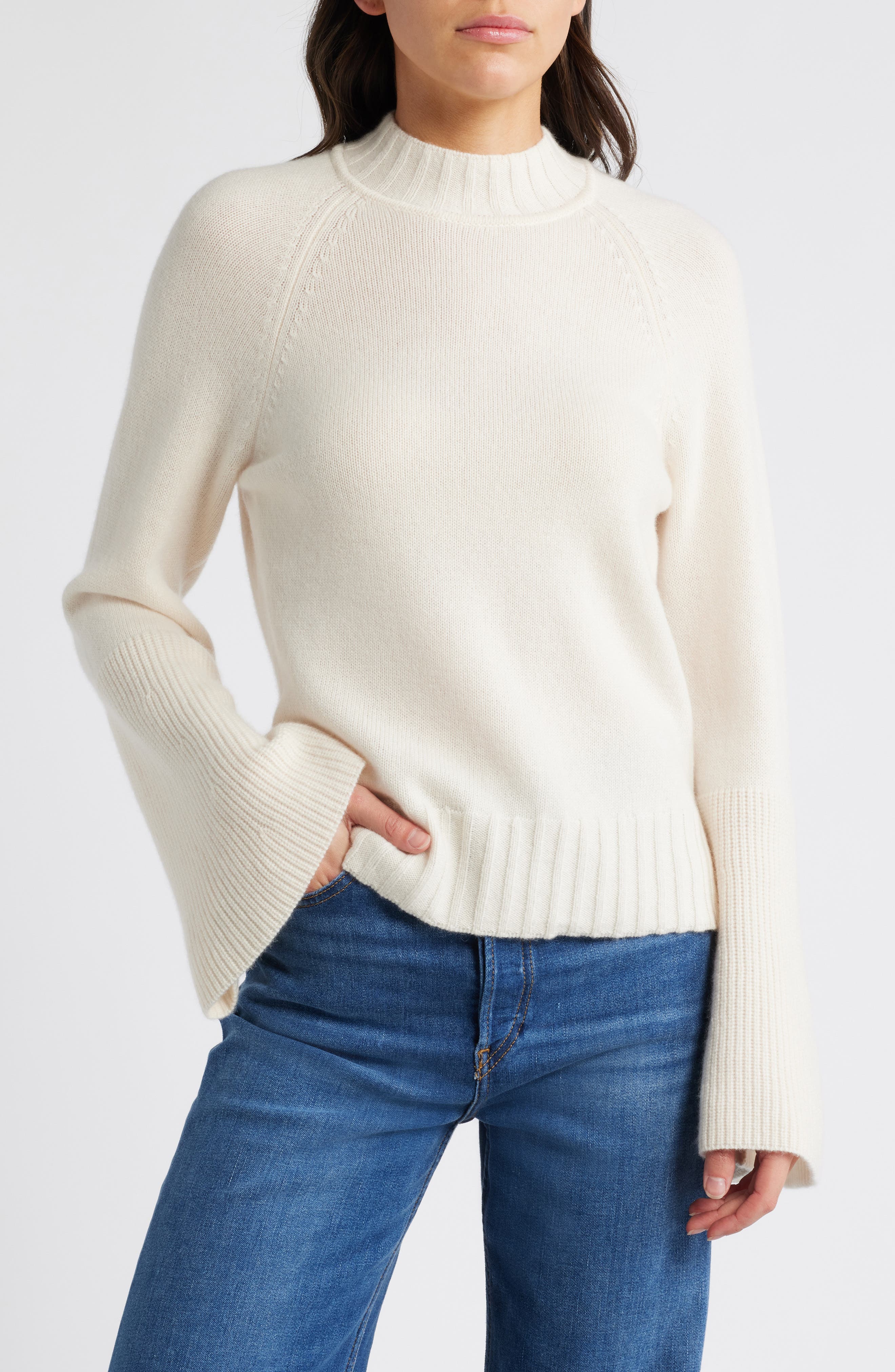 Laurel Recycled Cashmere & Cashmere Bell Sleeve Sweater - image 1