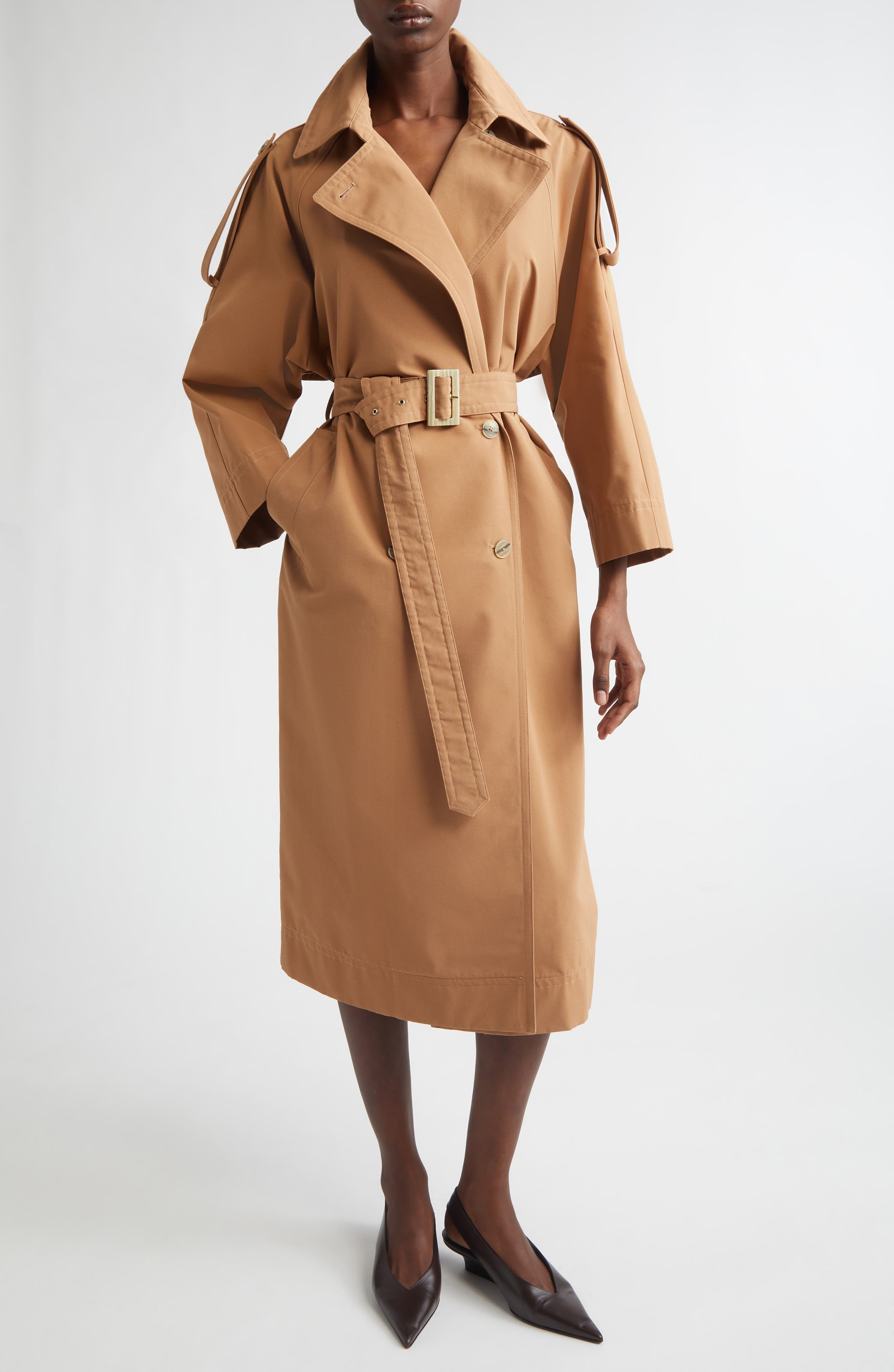 Belted Gabardine Trench Coat - image 1