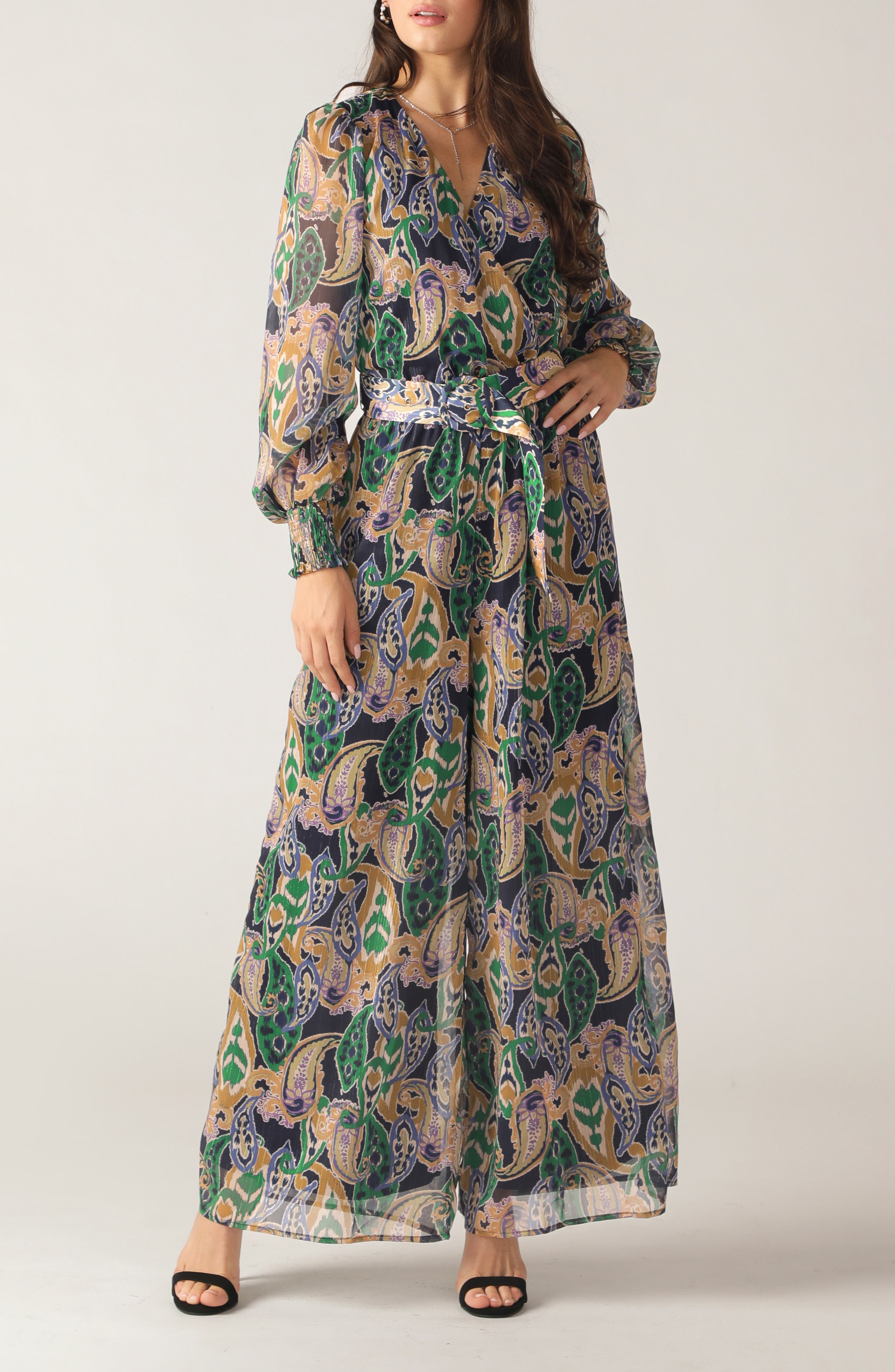 Print Long Sleeve Jumpsuit - image 1