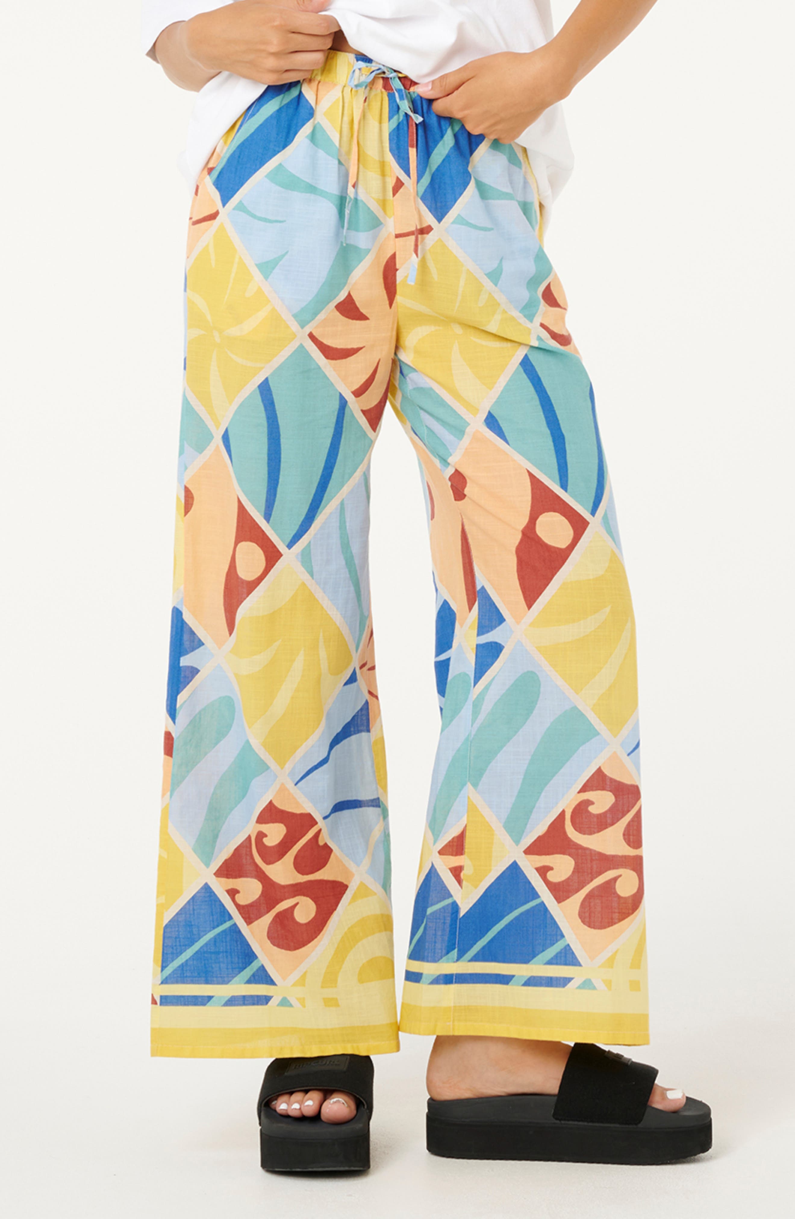 Print Tie Waist Wide Leg Pants - image 1