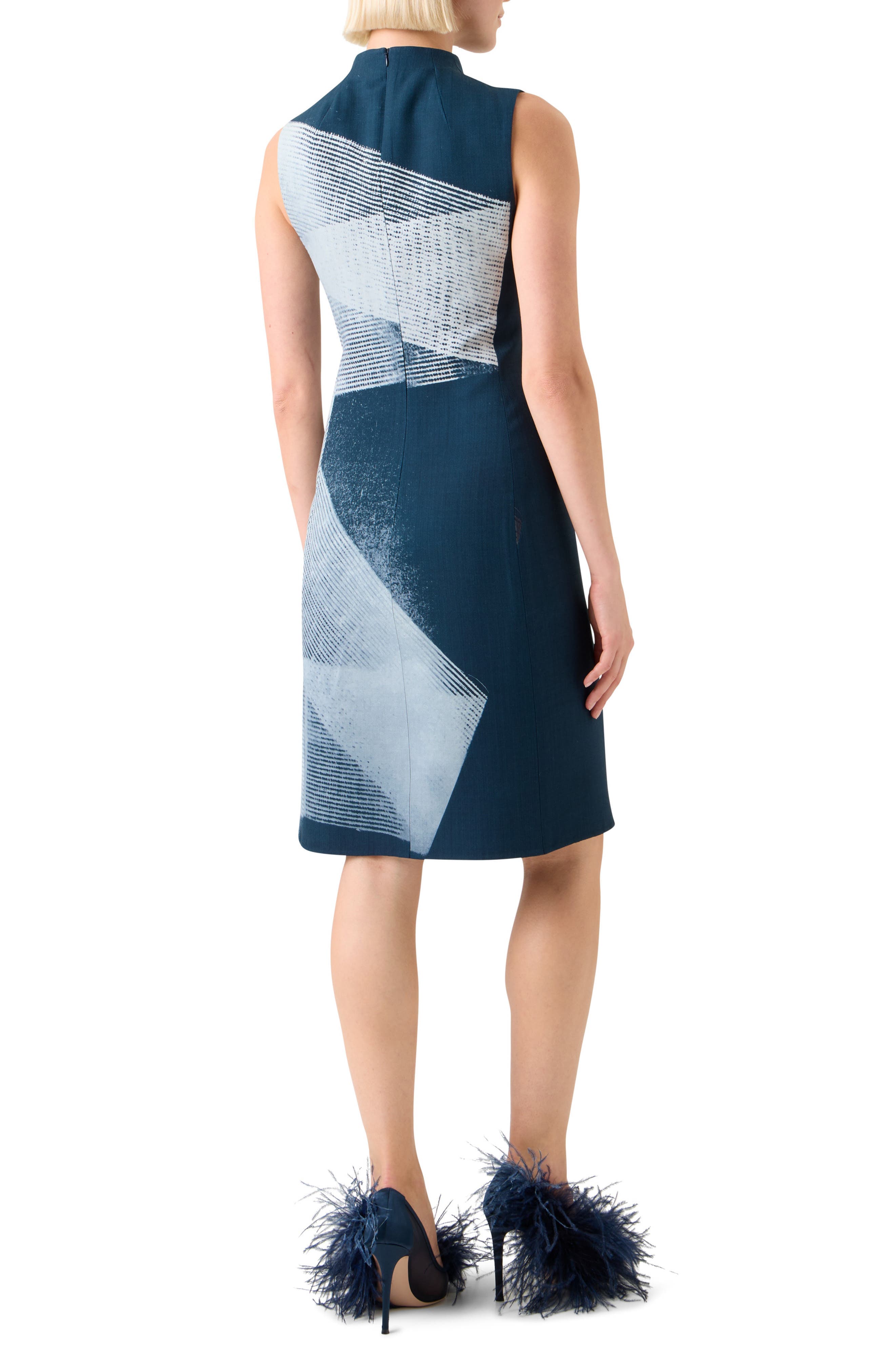 Zigzag Print Silk Sheath Dress - image 2