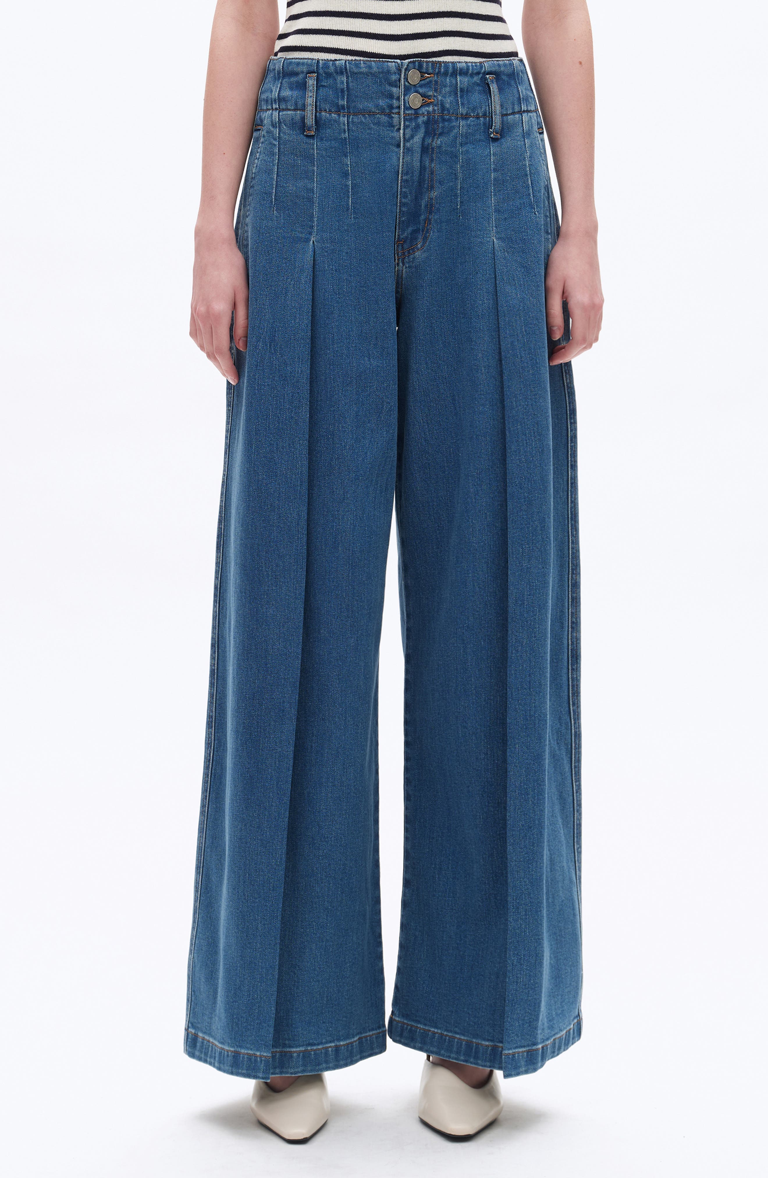 Darted High Waist Super Wide Leg Jeans - image 1