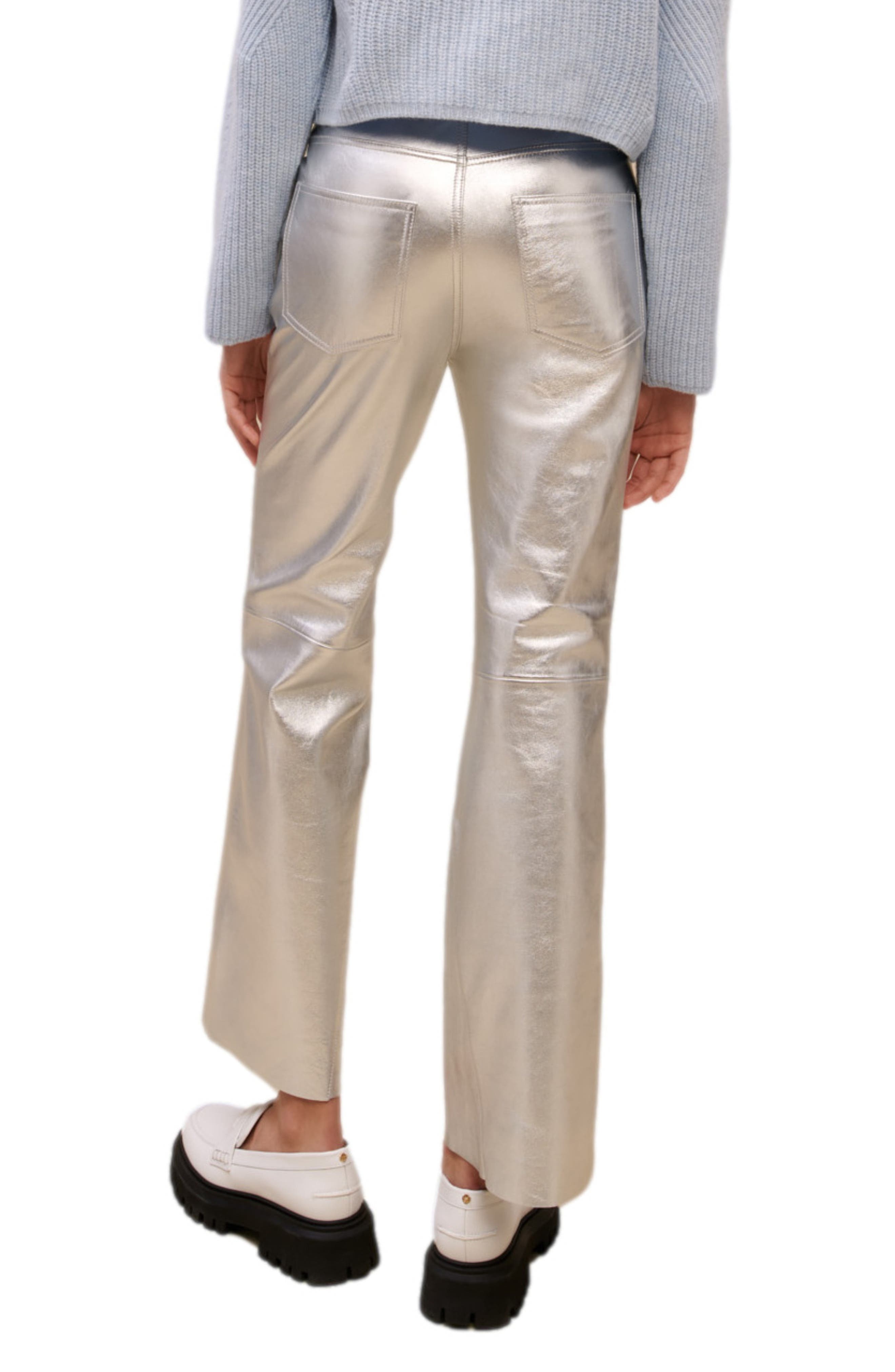 Plutom Ankle Flare Metallic Leather Pants - image 2