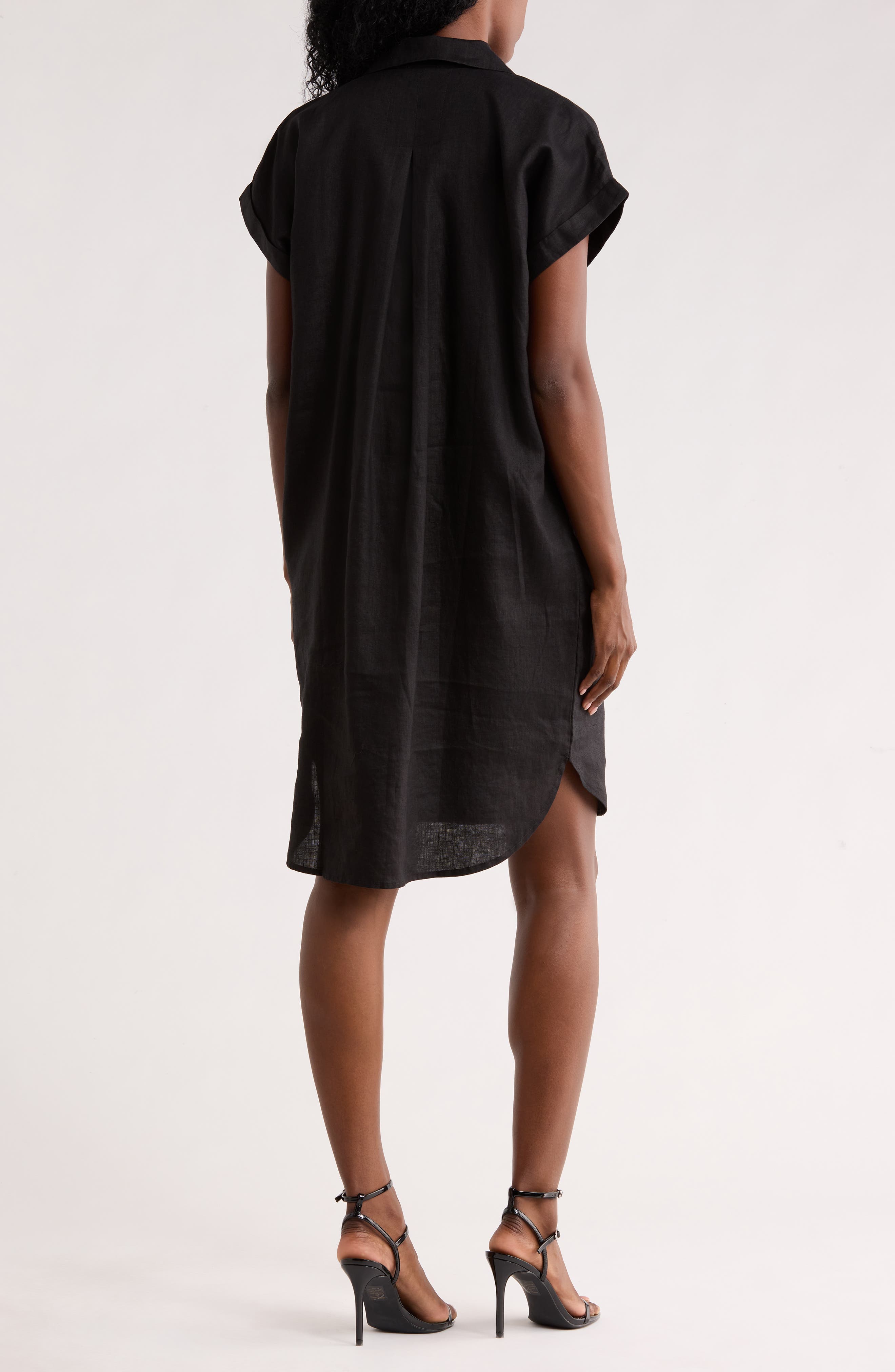 Notch Collar Linen Shirt Dress - image 2