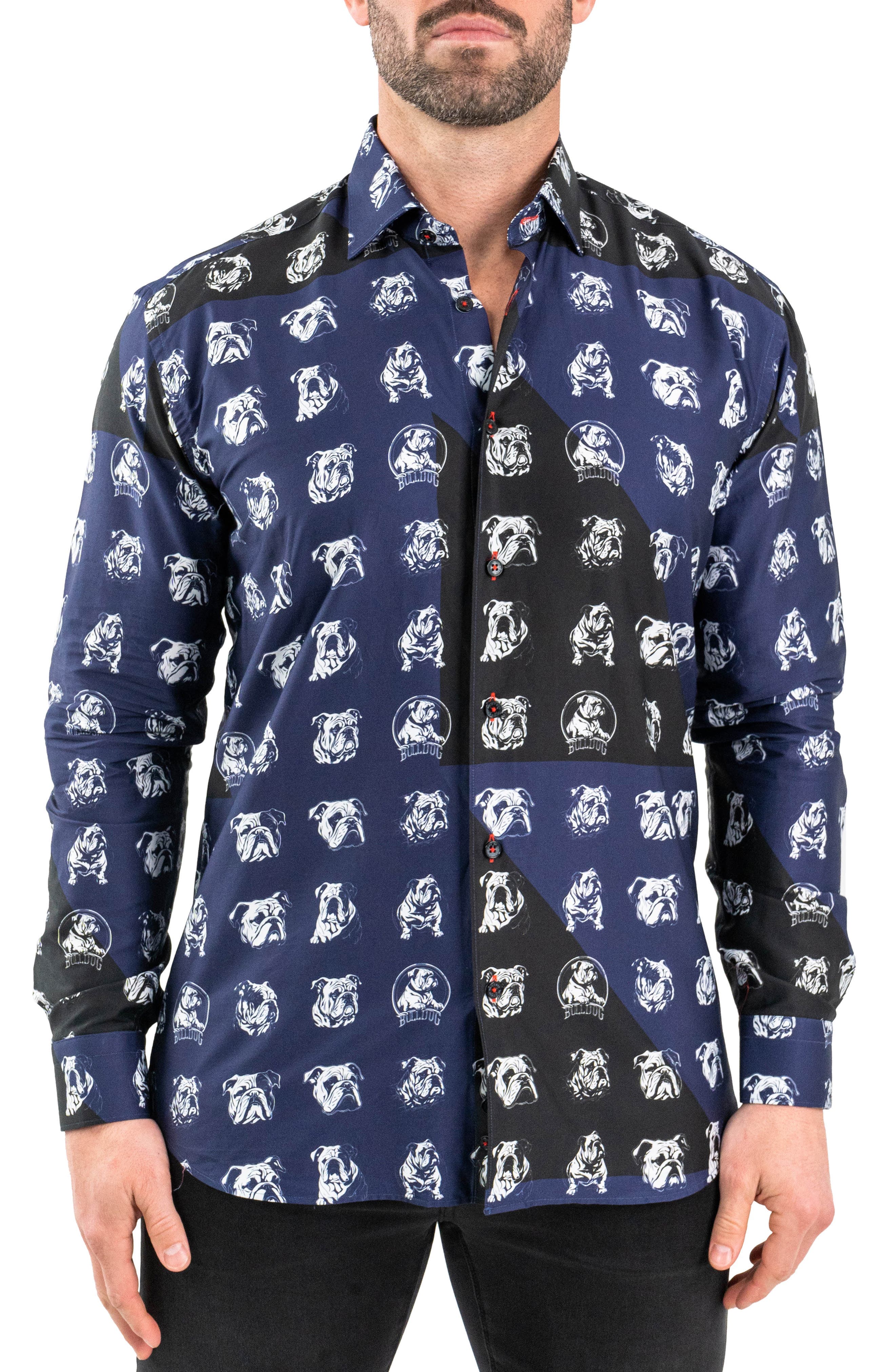 Fibonacci Bulldog Print Contemporary Fit Button-Up Shirt - image 1