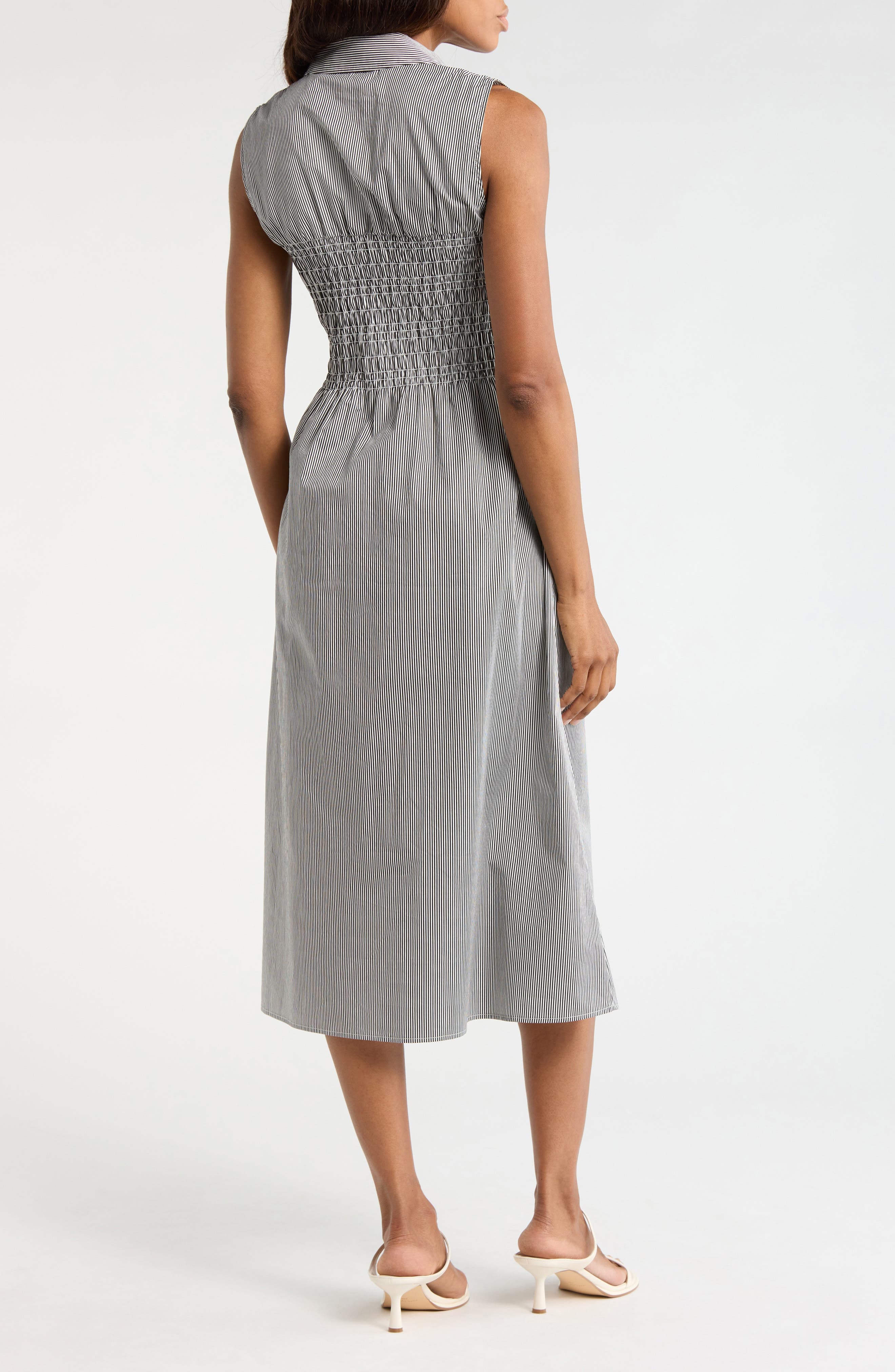 Smocked Sleeveless Shirtdress - image 2