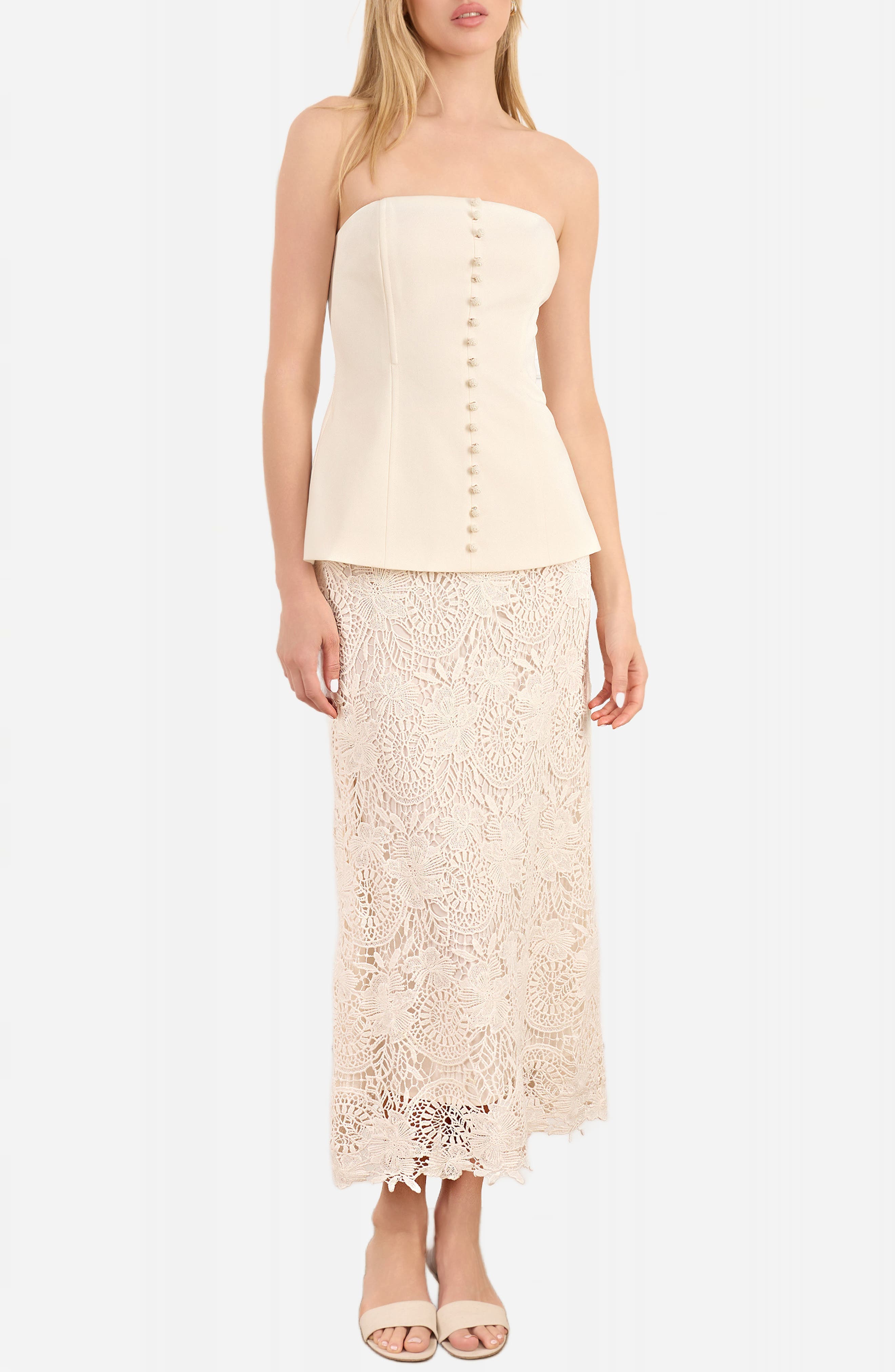 Imogene Strapless Mixed Media Dress - image 1