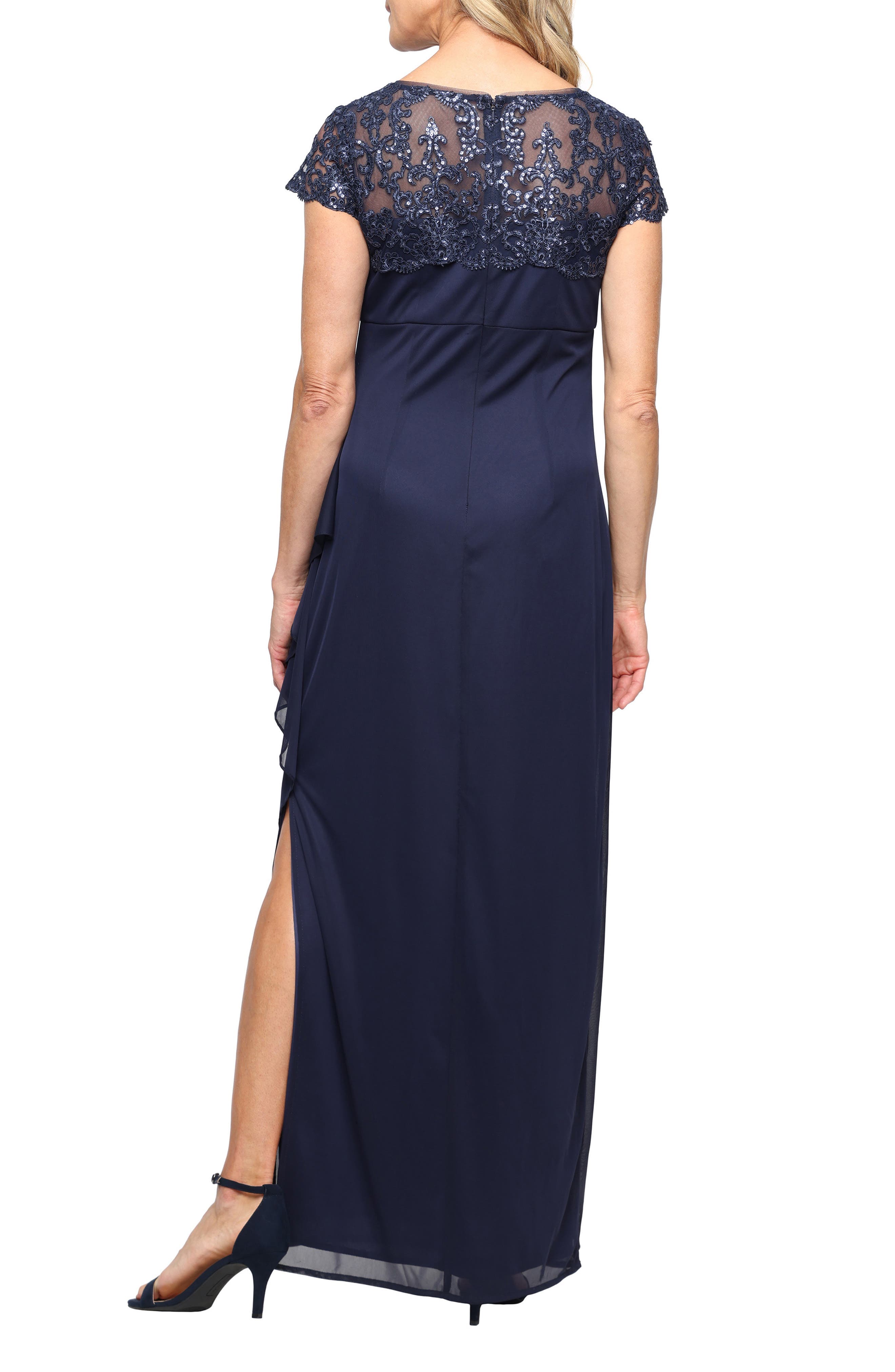 Sequin Mesh Satin Gown - image 2