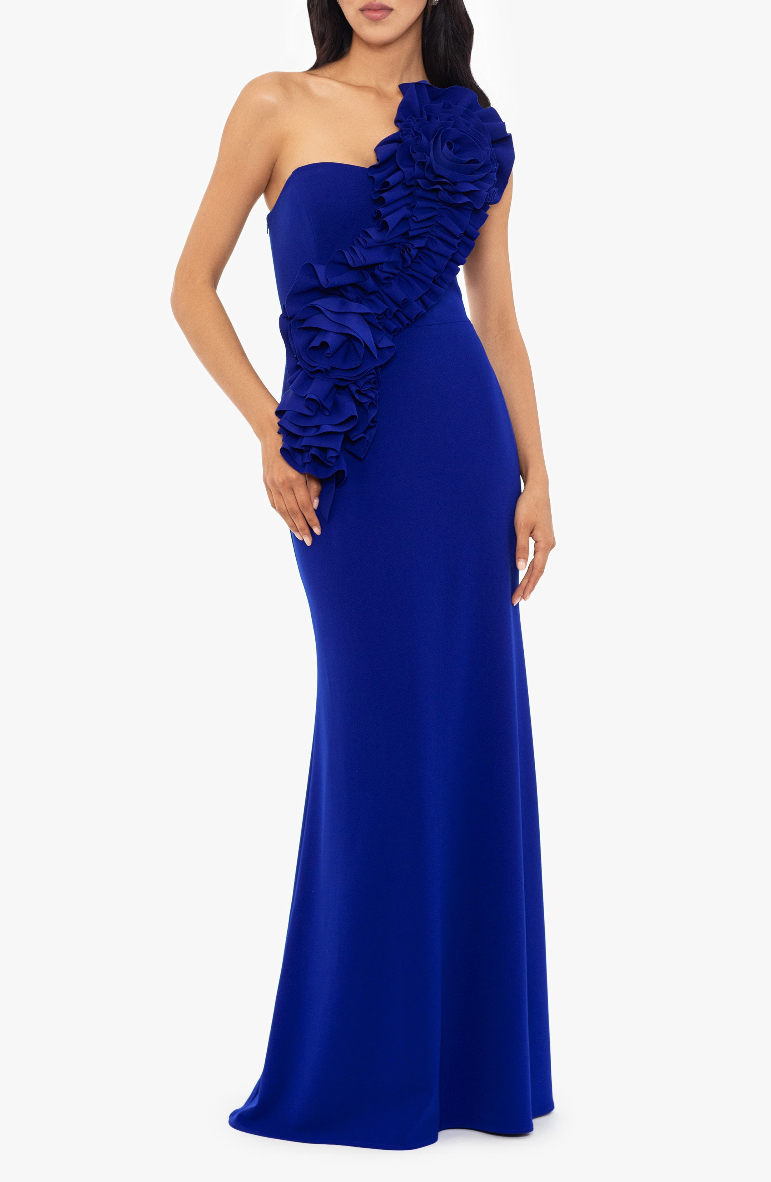 Rosette One-Shoulder Trumpet Gown - image 1