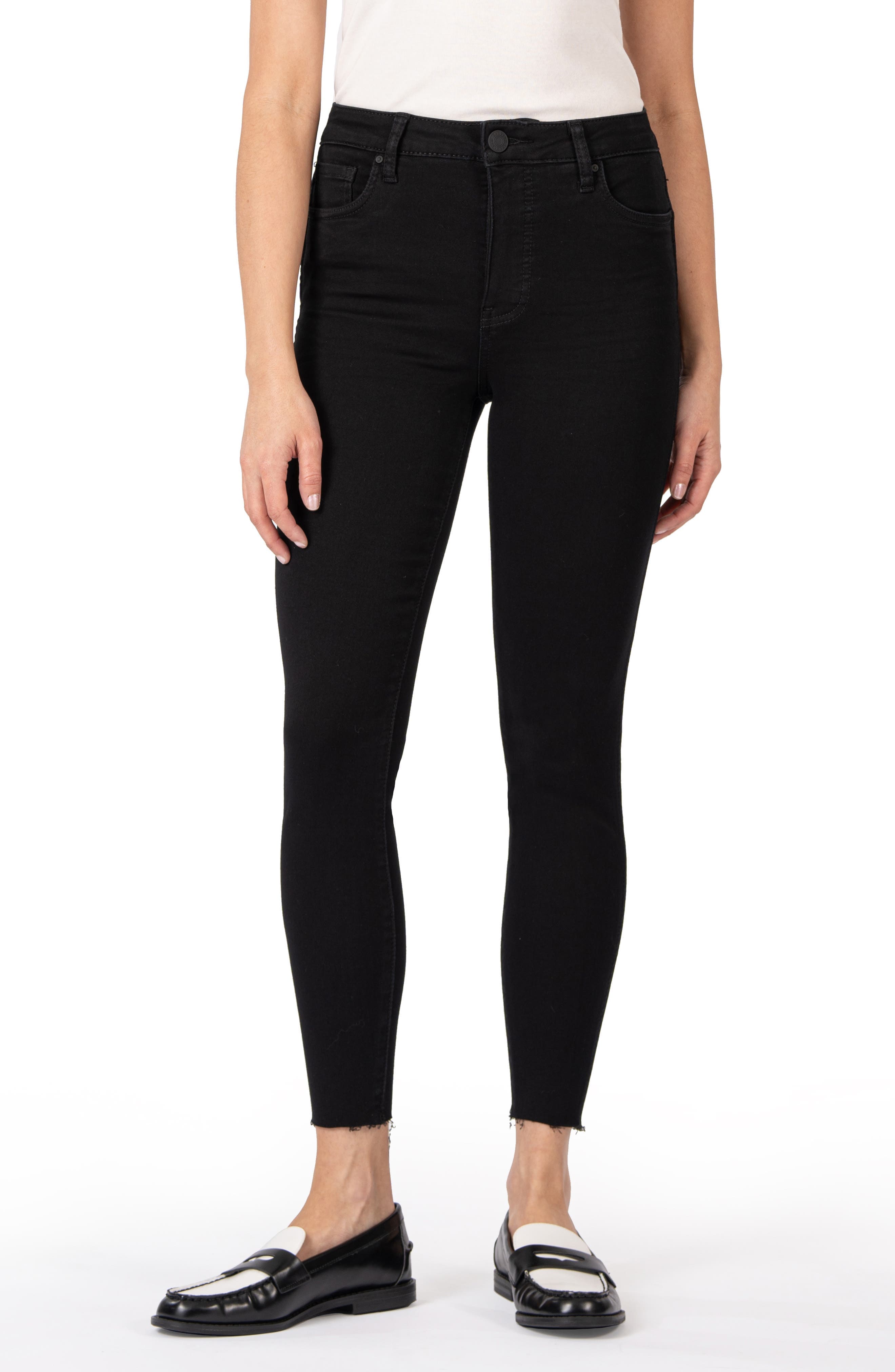 Donna High Waist Fray Hem Ankle Skinny Jeans - image 1