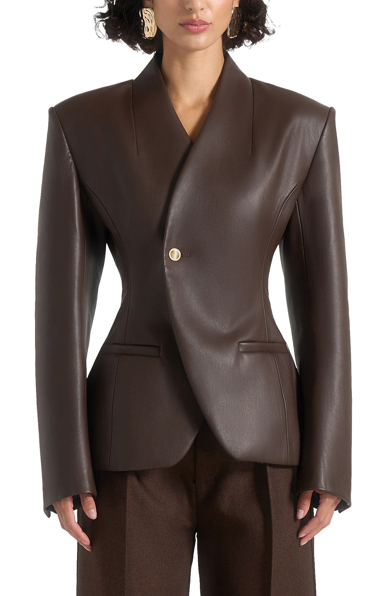 Ina Leather Cinched Waist Blazer - image 1