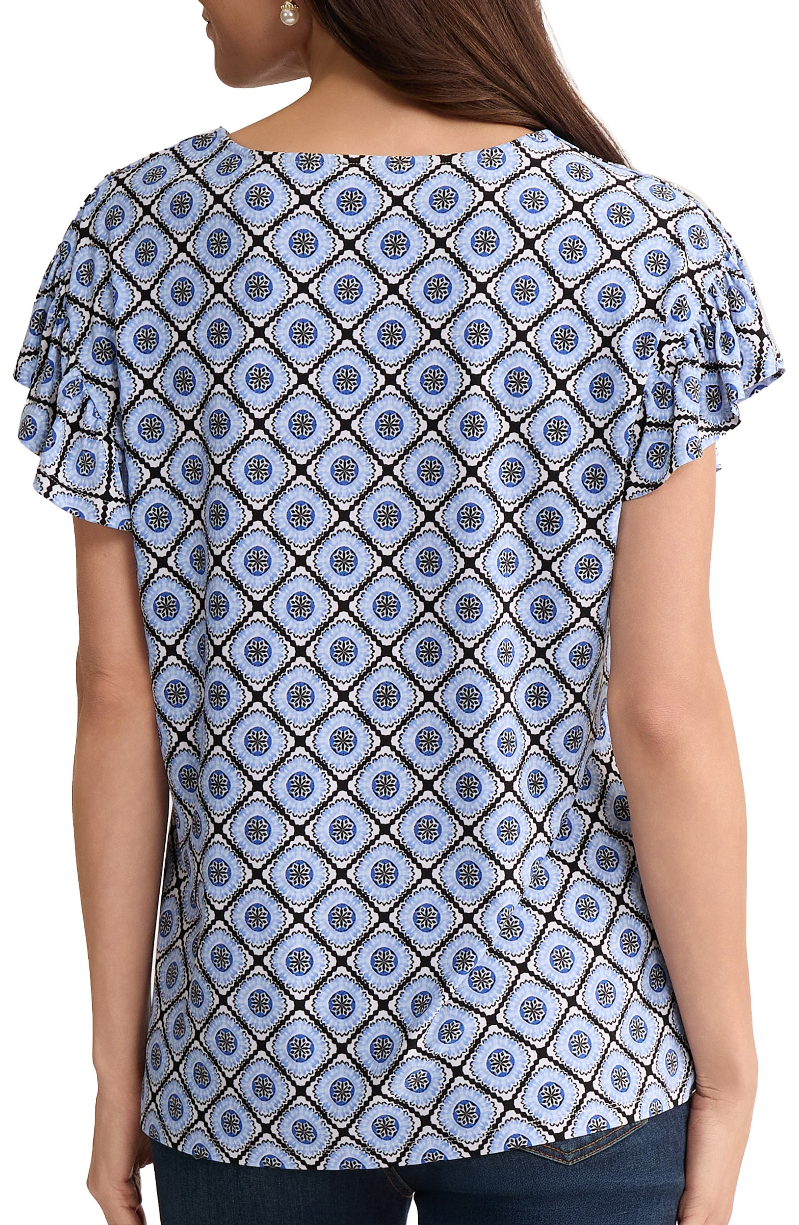 Print Flutter Sleeve Top - image 2