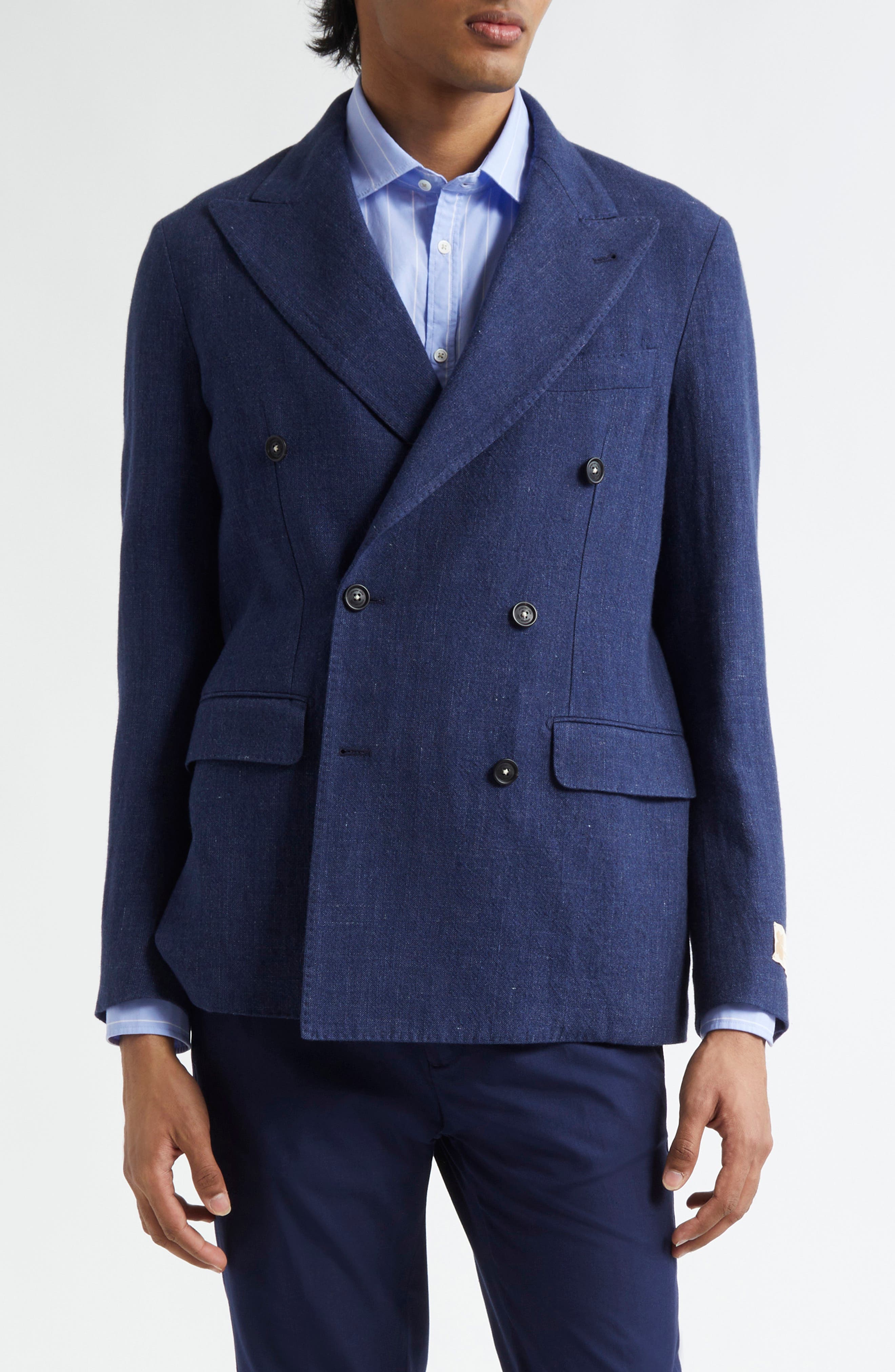 Monster Double Breasted Linen & Virgin Wool Blend Sport Coat - image 1